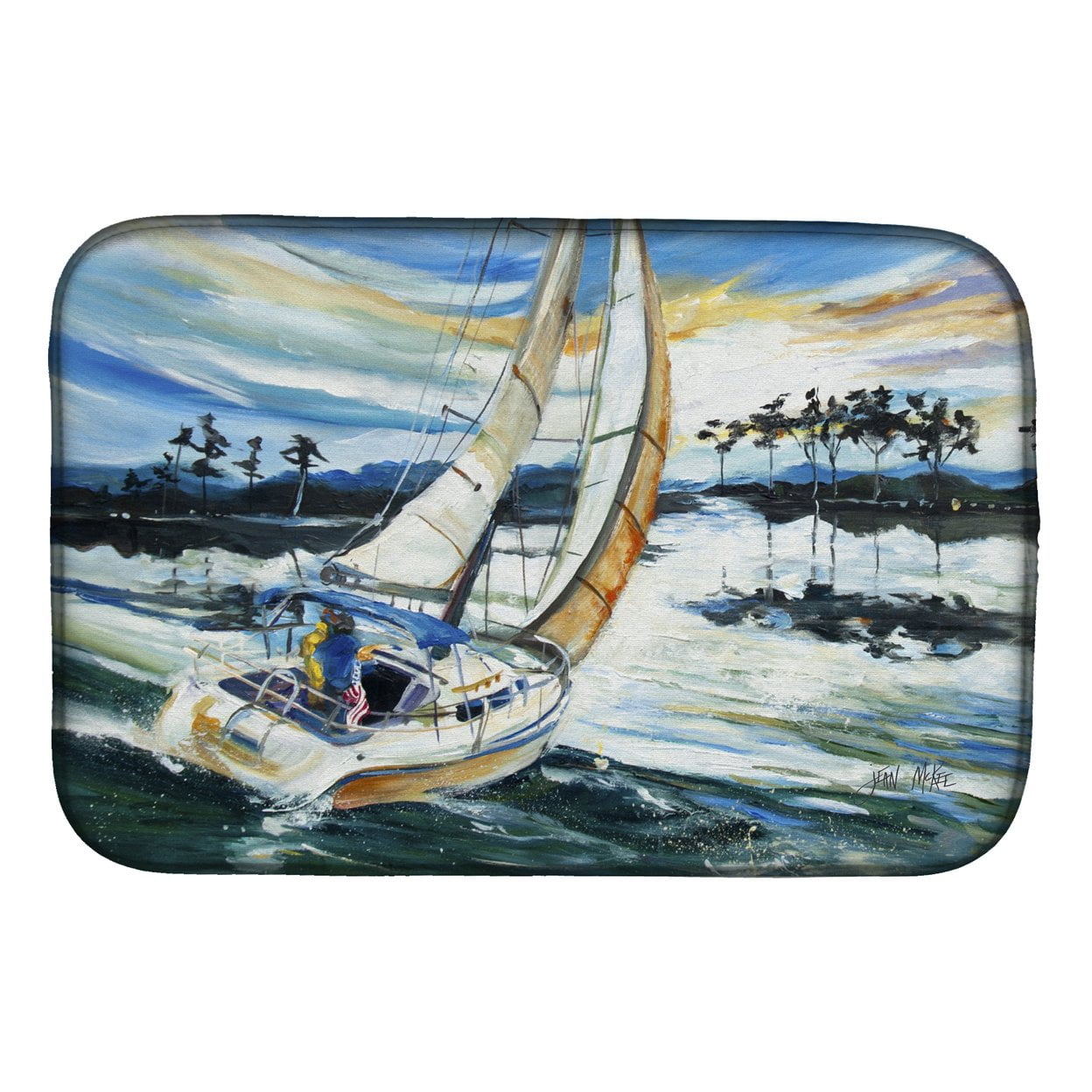 Picture of Carolines Treasures JMK1055DDM Sailboats on Lake Martin Dish Drying Mat