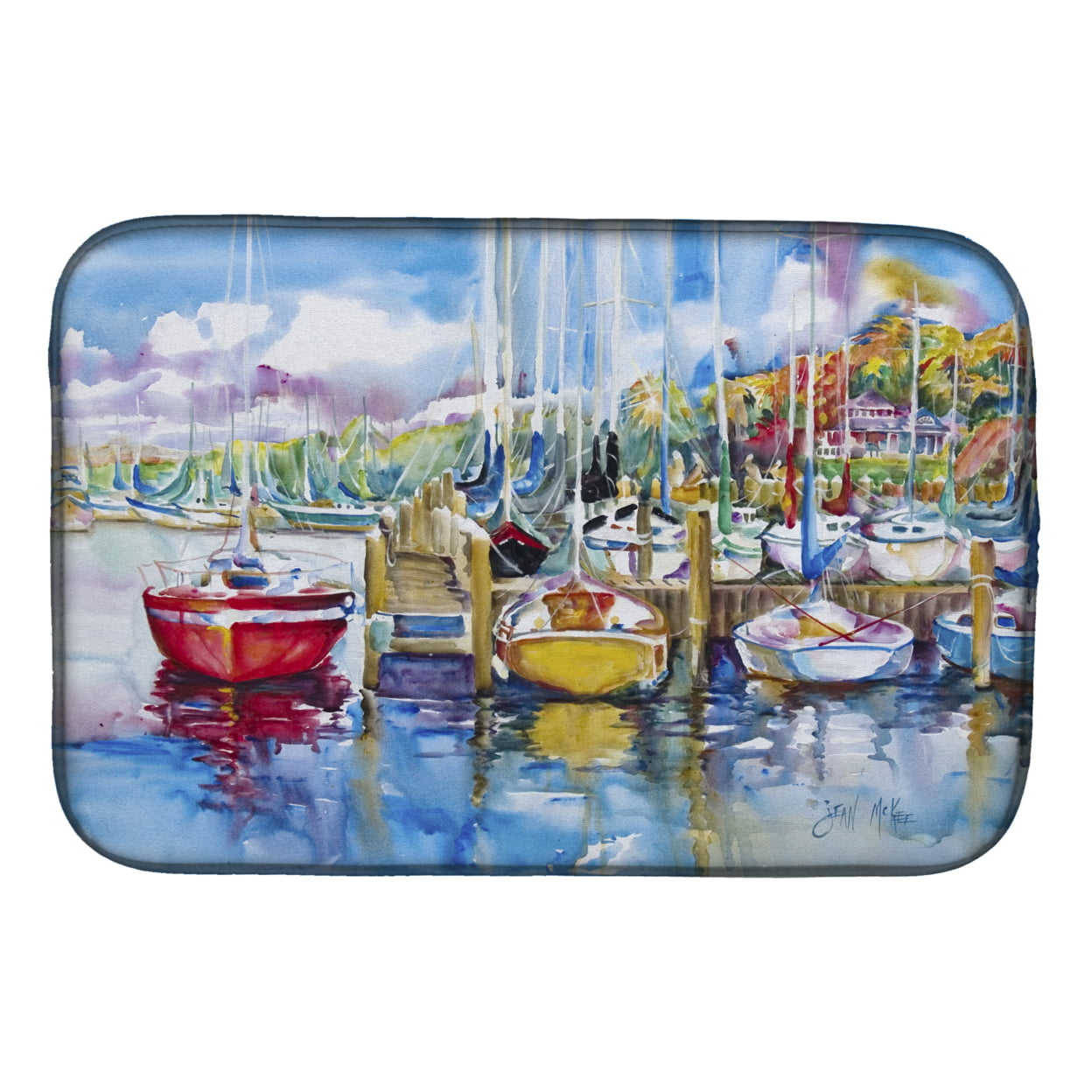 Picture of Carolines Treasures JMK1063DDM Paradise Yacht Club Sailboats Dish Drying Mat