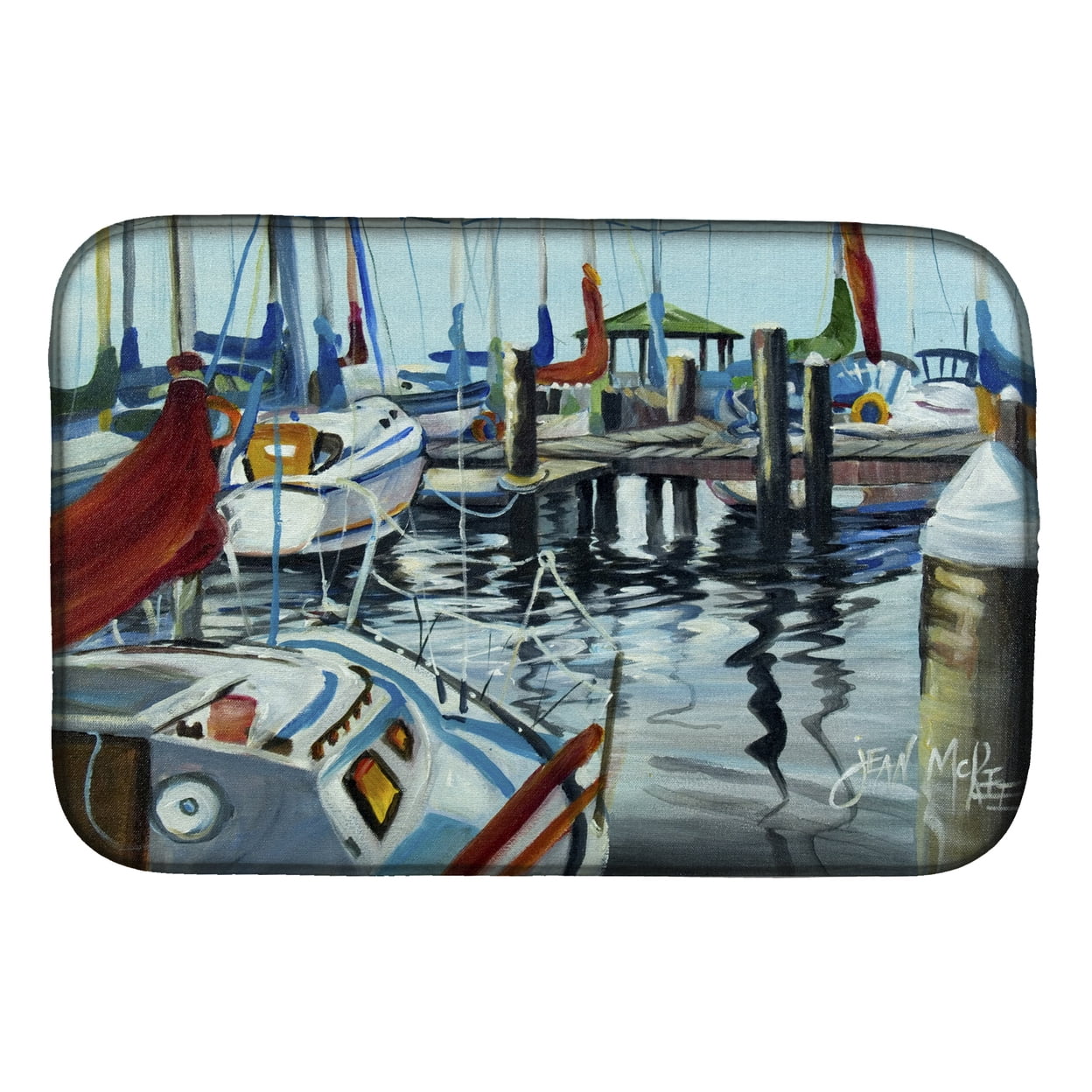 Picture of Carolines Treasures JMK1065DDM Orange Sail Sailboats Dish Drying Mat