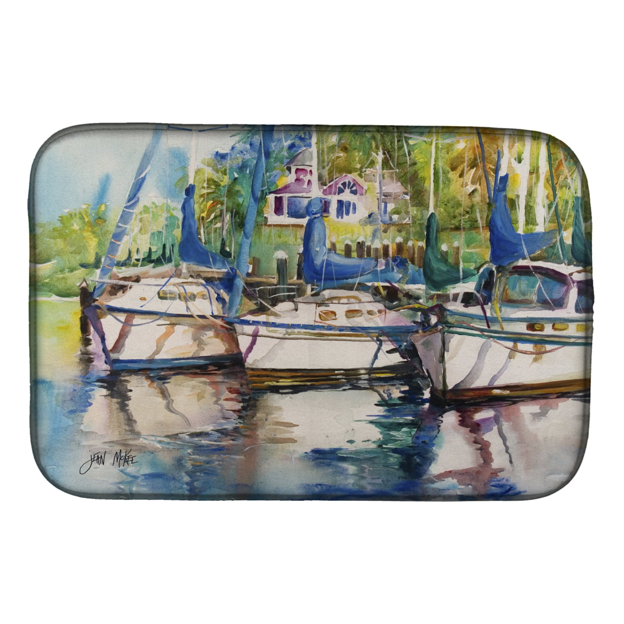 Picture of Carolines Treasures JMK1071DDM Safe Harbour Sailboats Dish Drying Mat
