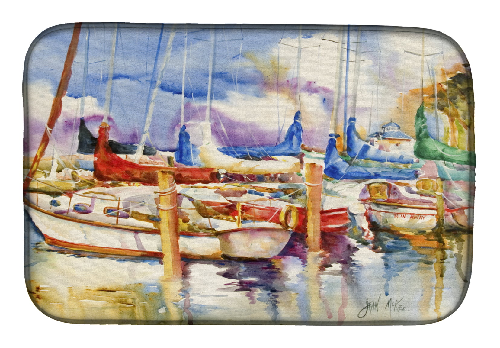 Picture of Carolines Treasures JMK1072DDM Run Away Sailboats Dish Drying Mat