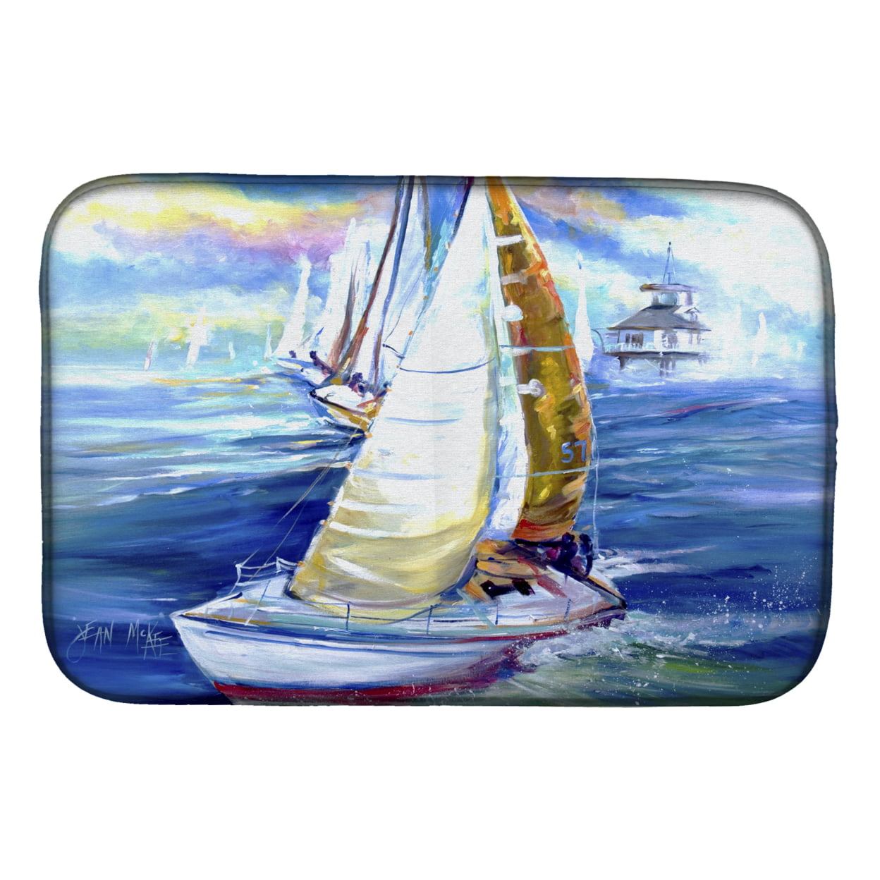 Picture of Carolines Treasures JMK1073DDM Rock My Boat Sailboats Dish Drying Mat