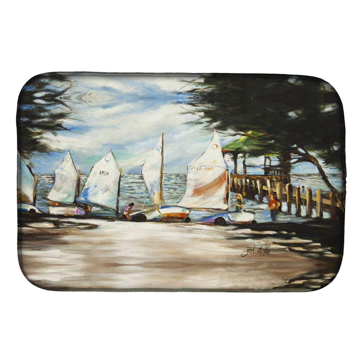 Picture of Carolines Treasures JMK1077DDM Sailing Lessons Sailboats Dish Drying Mat