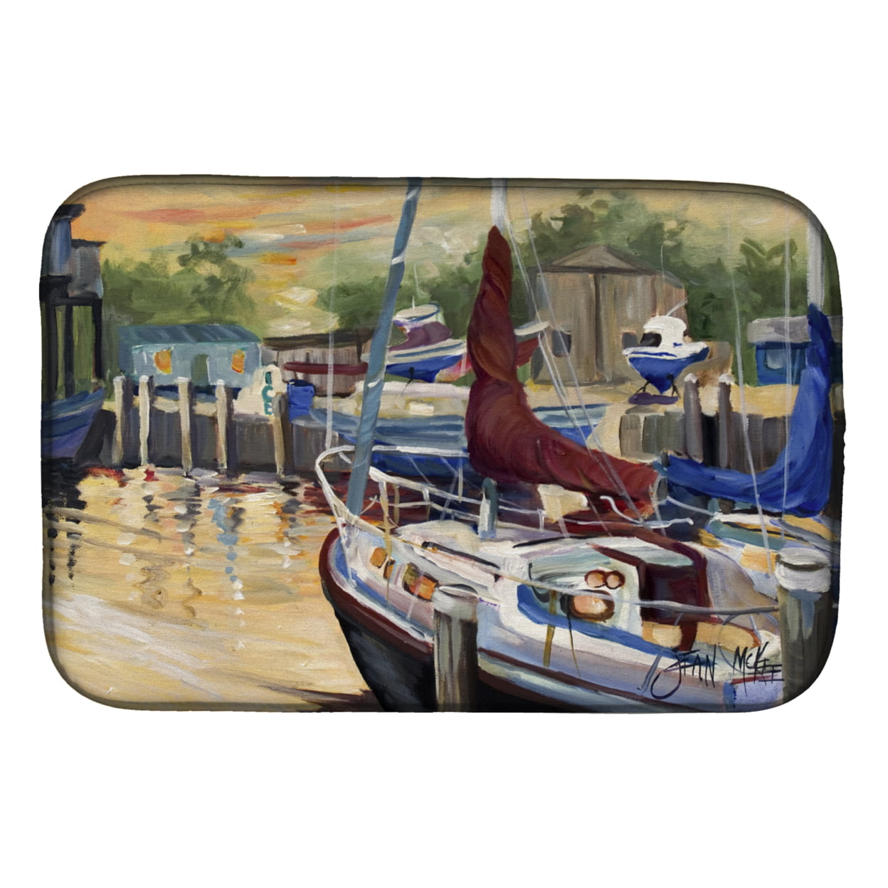 Picture of Carolines Treasures JMK1083DDM New Sunset Bay Sailboat Dish Drying Mat
