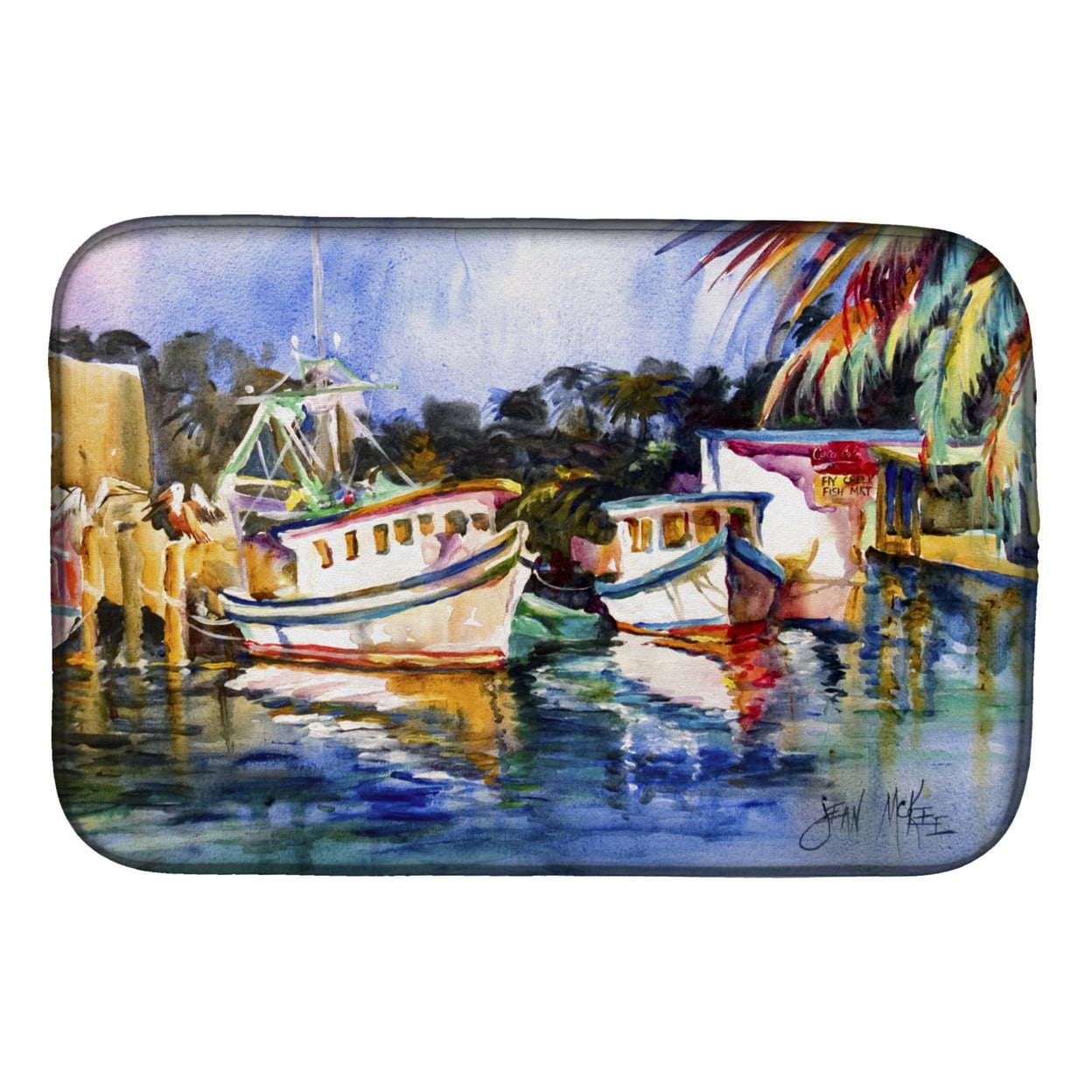 Picture of Carolines Treasures JMK1045DDM Fly Creek Fish Market Dish Drying Mat