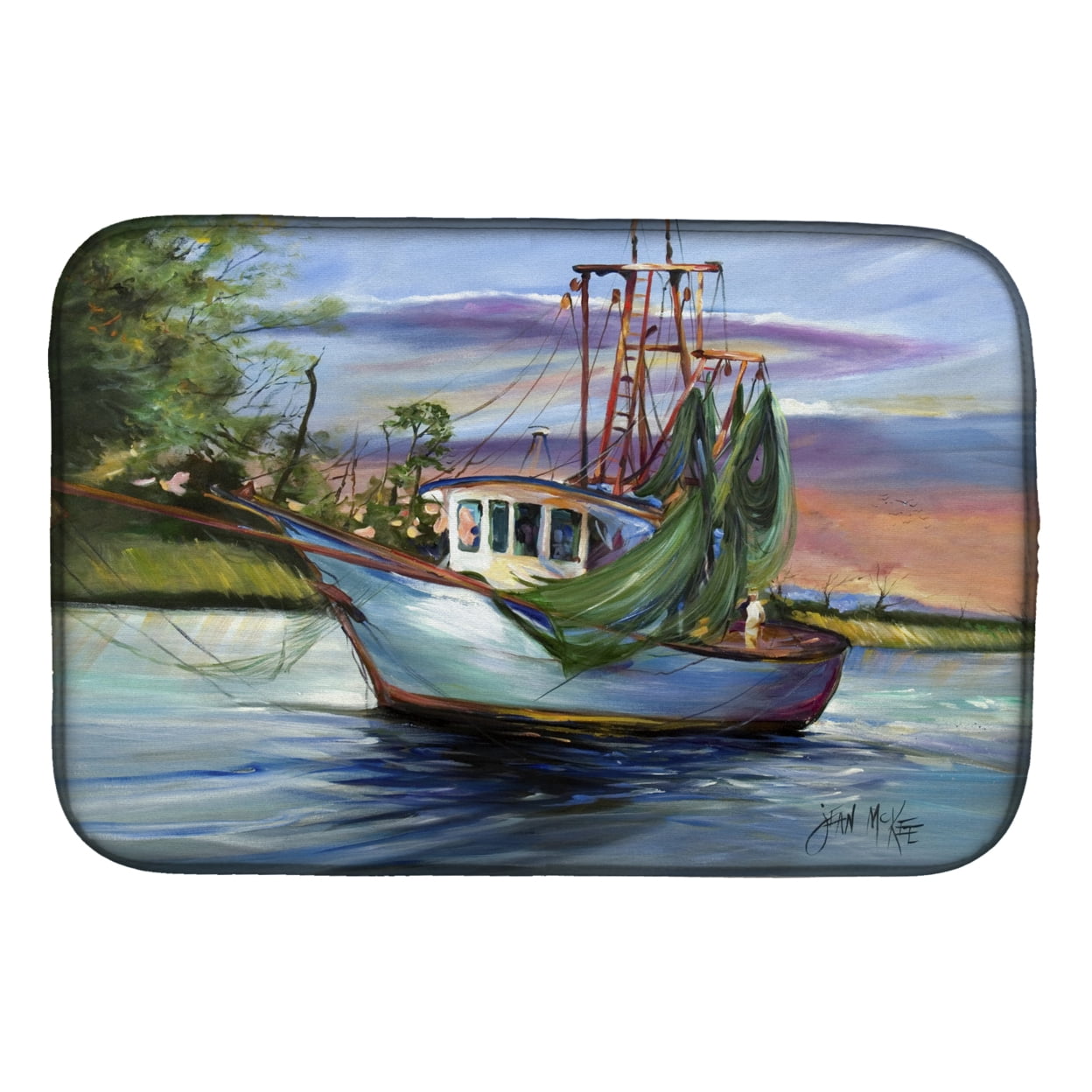 Picture of Carolines Treasures JMK1059DDM Jeannie Shrimp Boat Dish Drying Mat