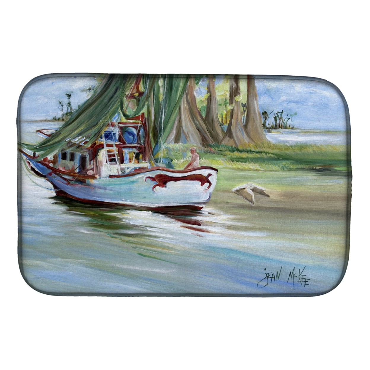 Picture of Carolines Treasures JMK1060DDM Jeannie Shrimp Boat Dish Drying Mat