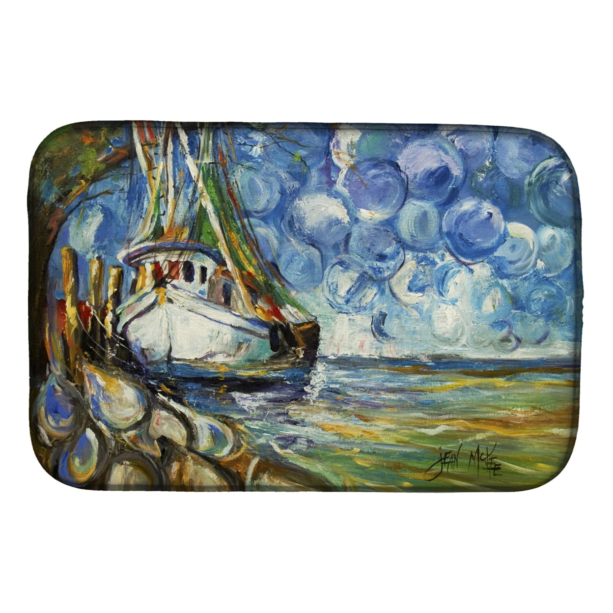 Picture of Carolines Treasures JMK1080DDM Shrimp Boat 101 Dish Drying Mat