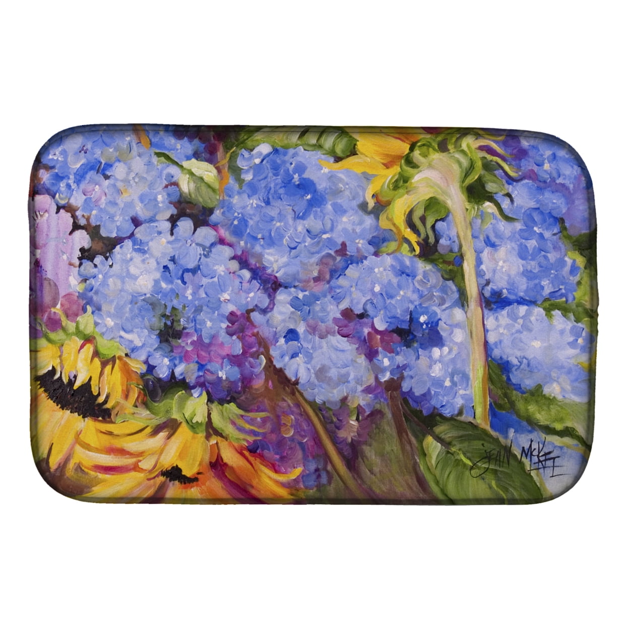 Picture of Carolines Treasures JMK1119DDM Hydrangeas & Sunflowers Dish Drying Mat