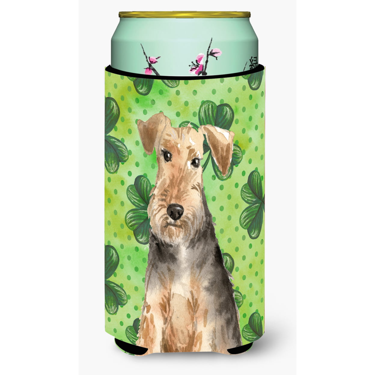 Shamrocks Welsh Terrier Tall Boy Beverage Insulator Hugger