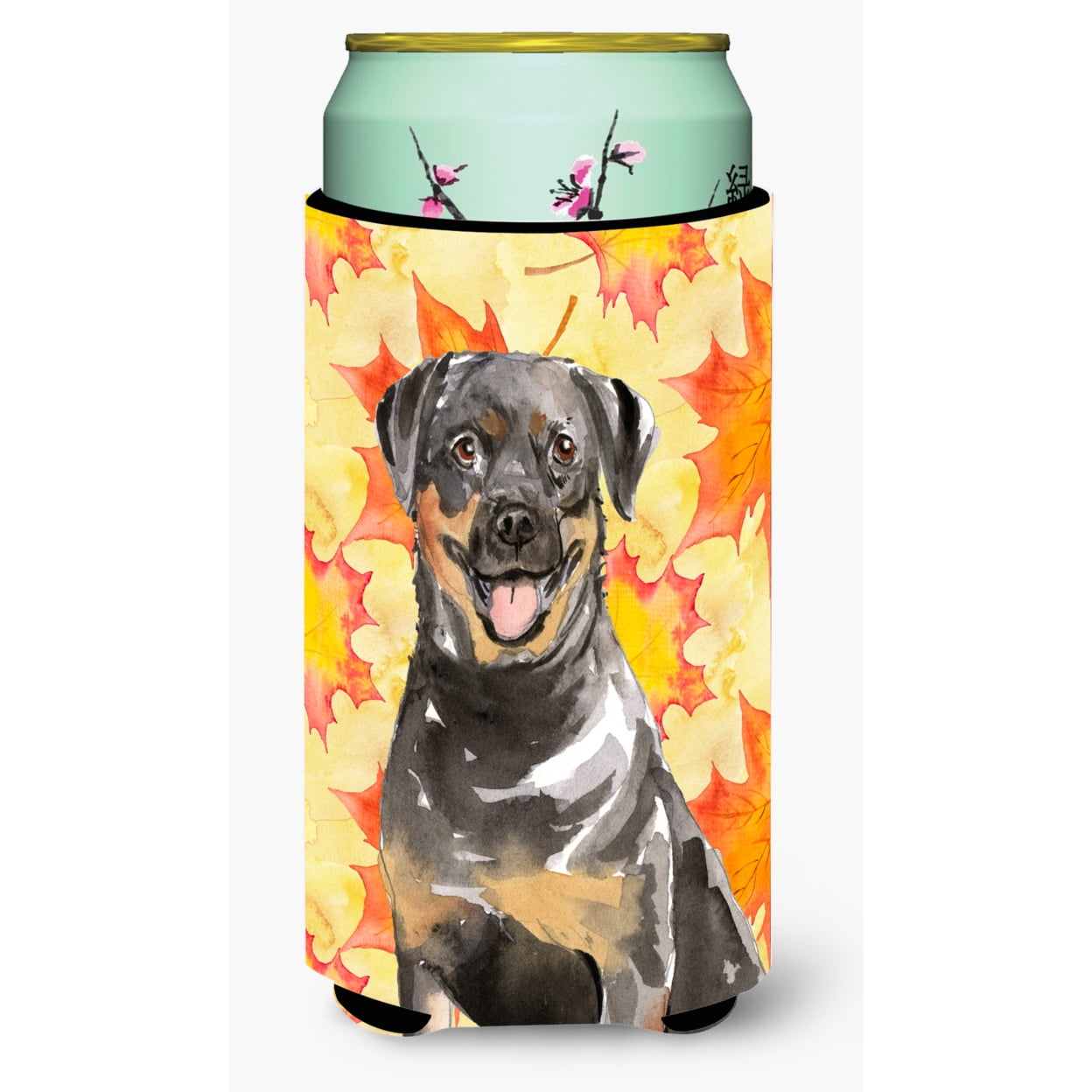Fall Leaves Rottweiler Tall Boy Beverage Insulator Hugger