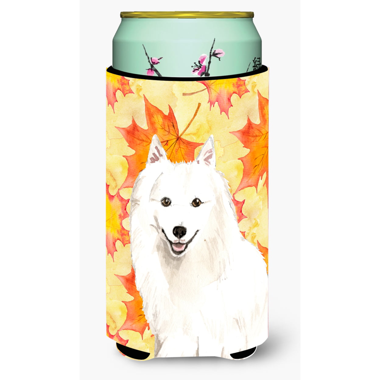 Picture of Carolines Treasures CK1838TBC Fall Leaves Japanese Spitz Tall Boy Beverage Insulator Hugger