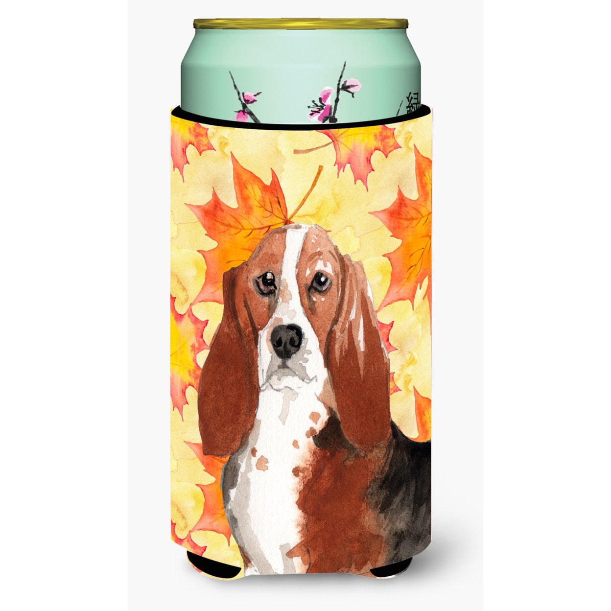 Picture of Carolines Treasures CK1853TBC Fall Leaves Basset Hound Tall Boy Beverage Insulator Hugger