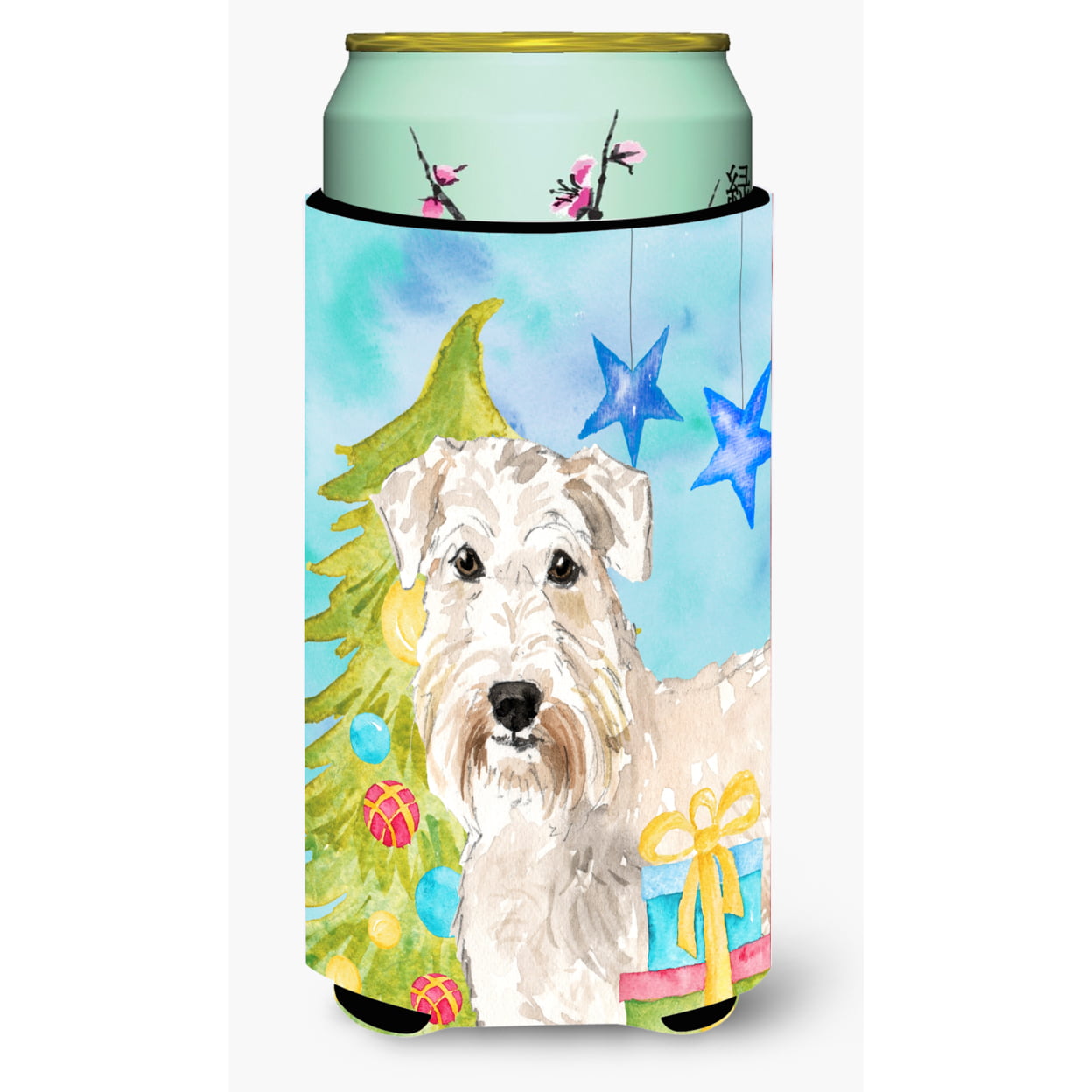 Christmas Tree Wheaten Terrier Tall Boy Beverage Insulator Hugger