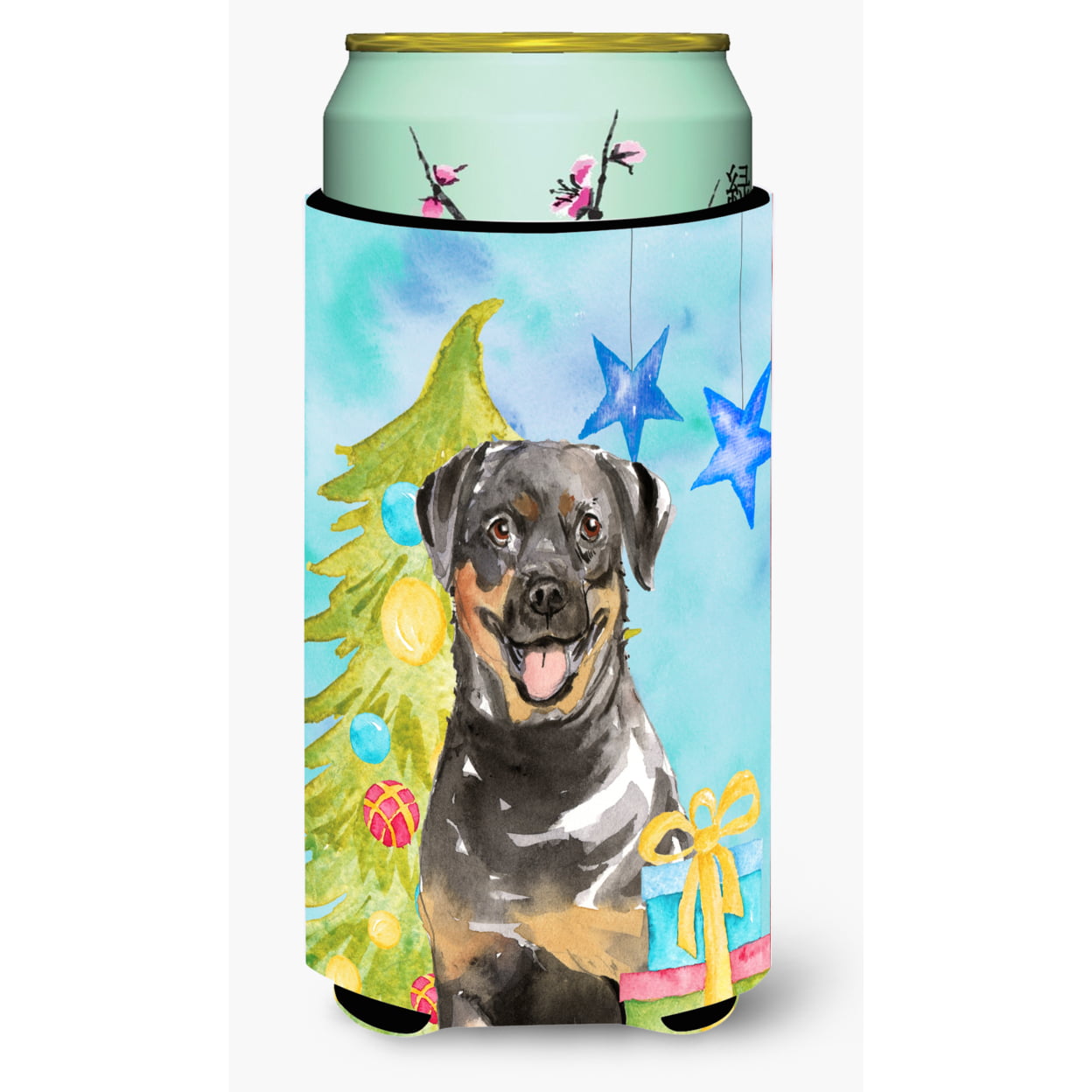 Picture of Carolines Treasures CK1868TBC Christmas Tree Rottweiler Tall Boy Beverage Insulator Hugger