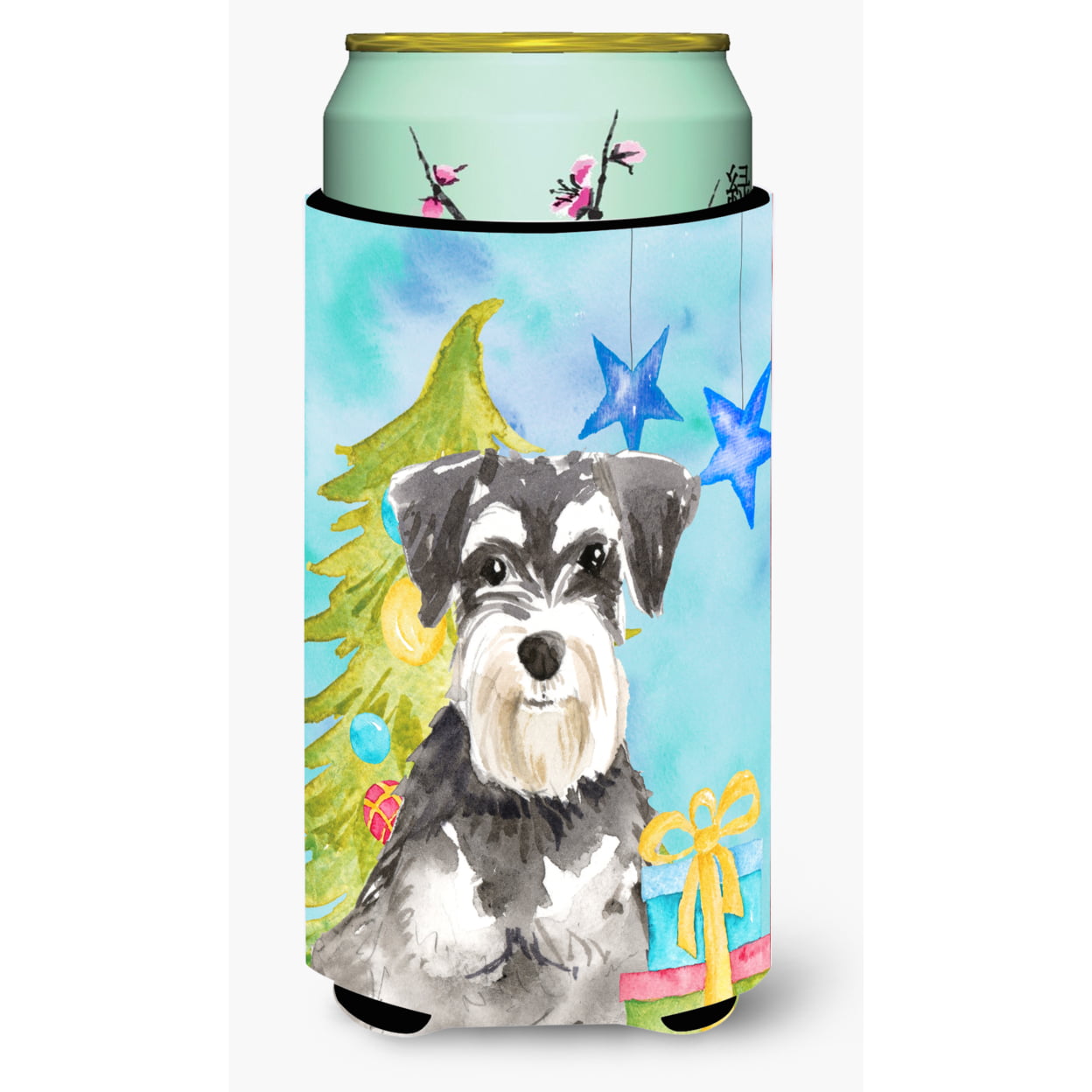 Christmas Tree Schnauzer No.2 Tall Boy Beverage Insulator Hugger