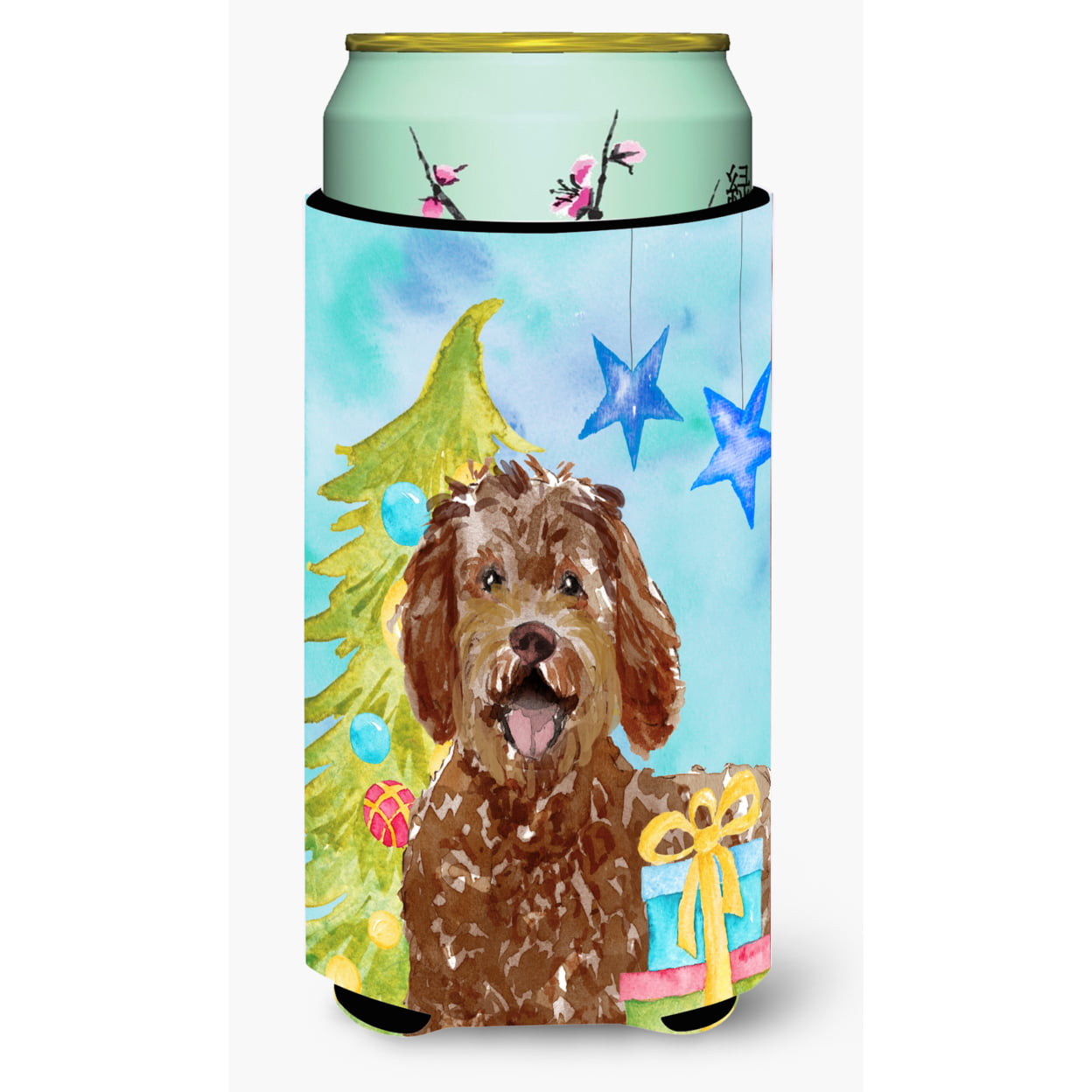 CK1874TBC Christmas Tree Labradoodle Tall Boy Beverage Insulator Hugger