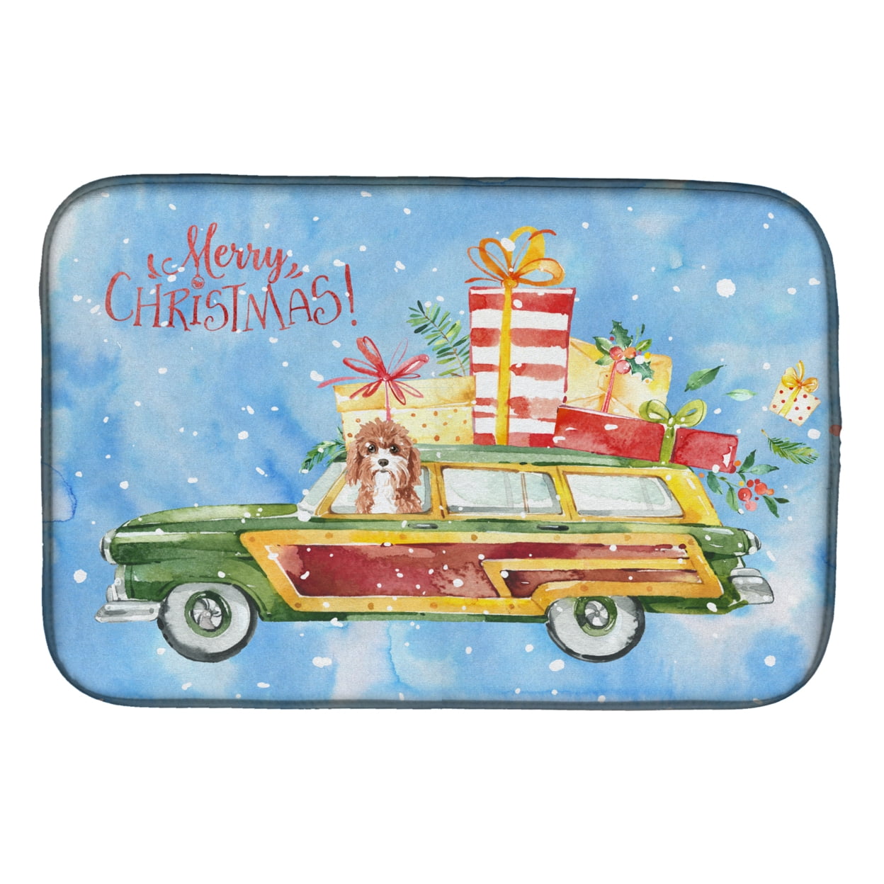 Picture of Carolines Treasures CK2403DDM Merry Christmas Cavapoo Dish Drying Mat