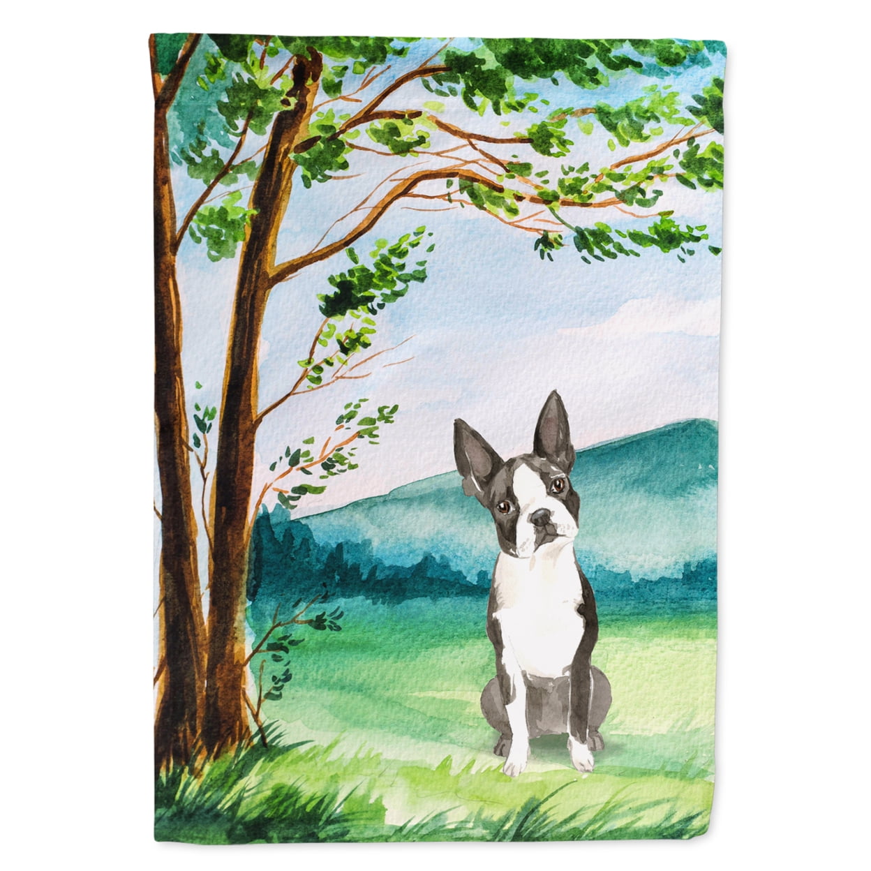 Under the Tree Boston Terrier Garden Size Flag