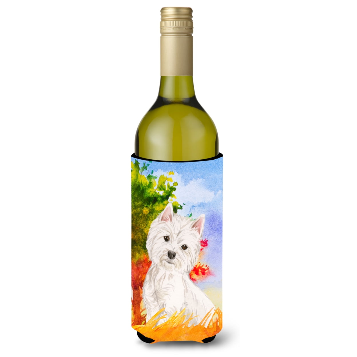 Fall Westie Wine Bottle Beverage Insulator Hugger