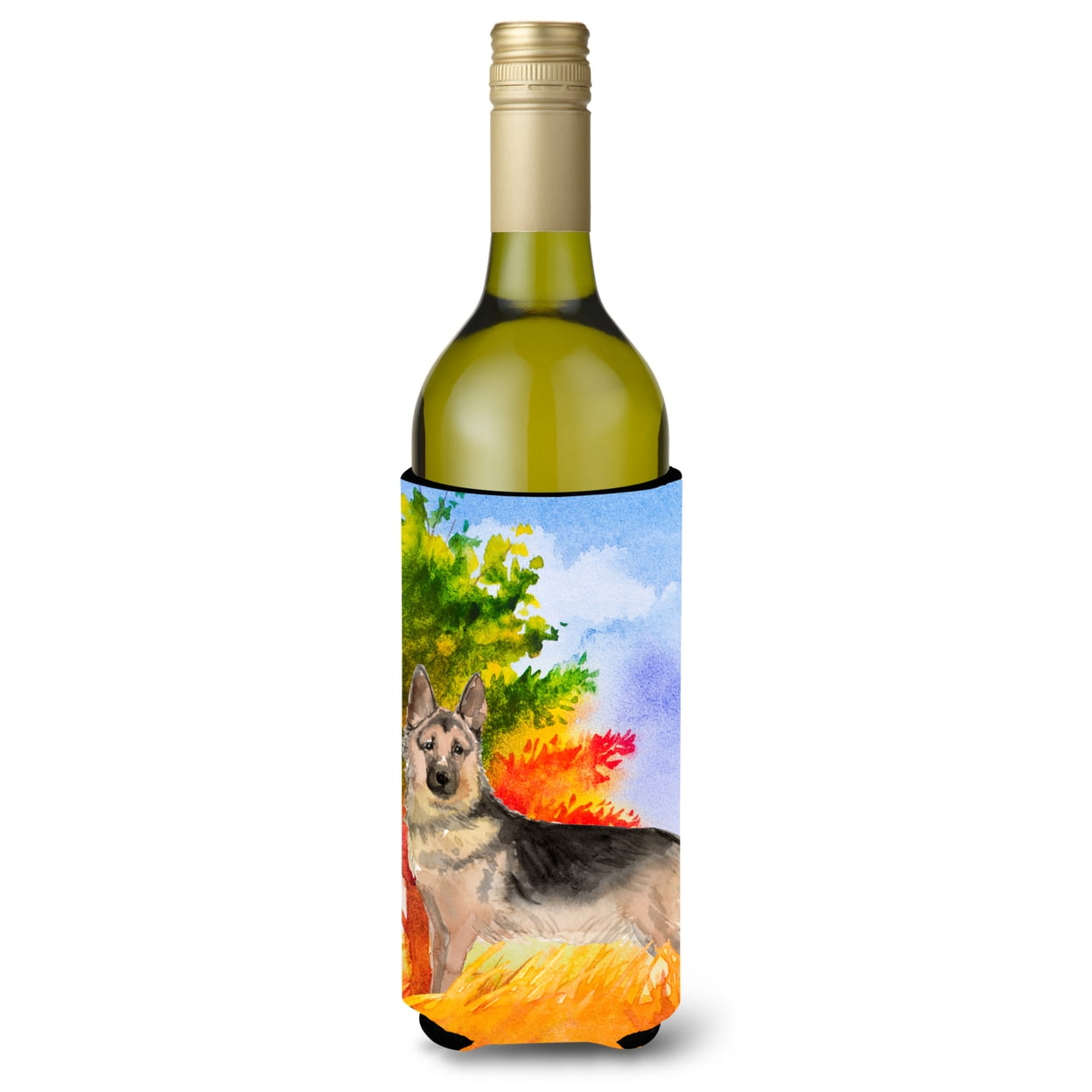 Picture of Carolines Treasures CK1942LITERK Fall German Shepherd Wine Bottle Beverage Insulator Hugger