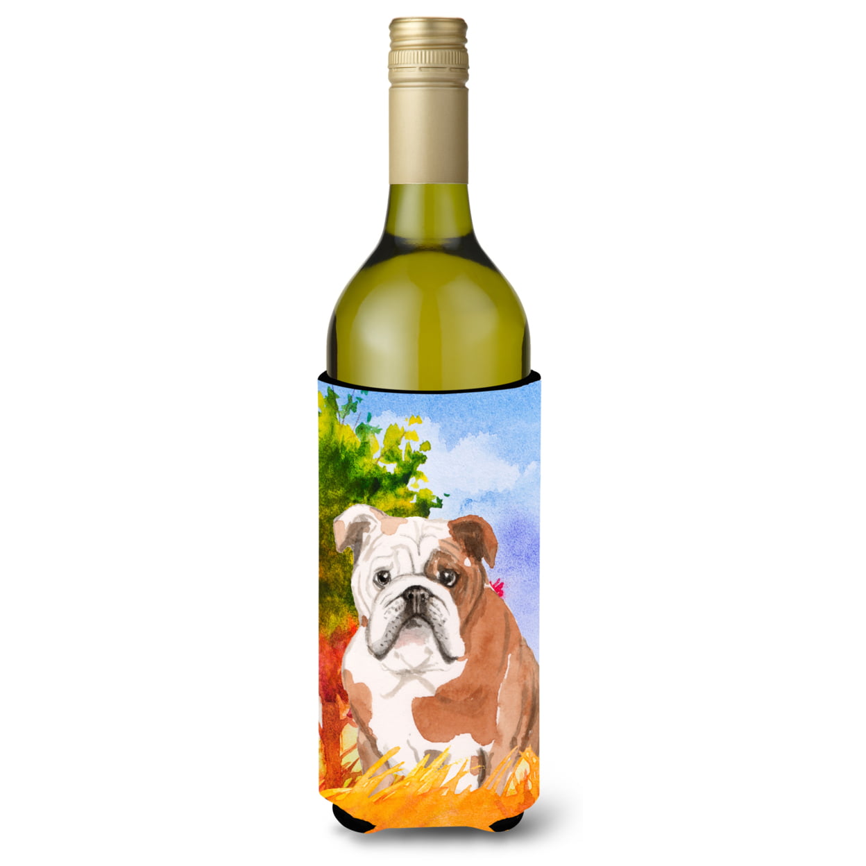 Picture of Carolines Treasures CK1944LITERK Fall English Bulldog Wine Bottle Beverage Insulator Hugger