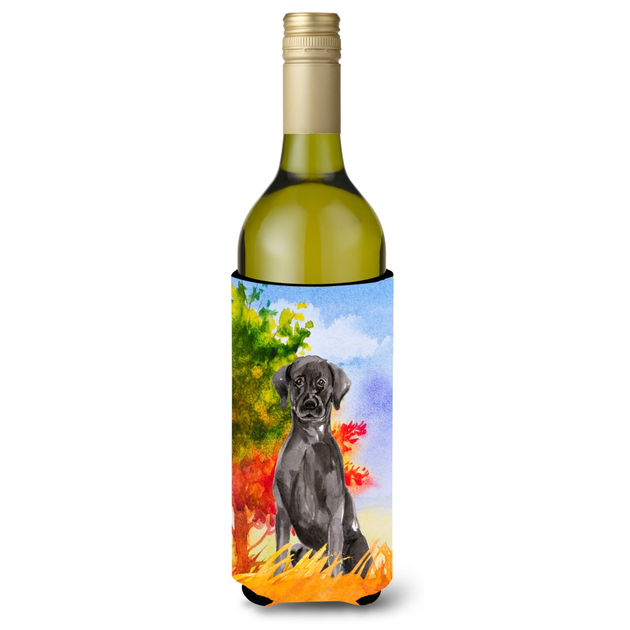Fall Black Labrador Retriever Wine Bottle Beverage Insulator Hugger