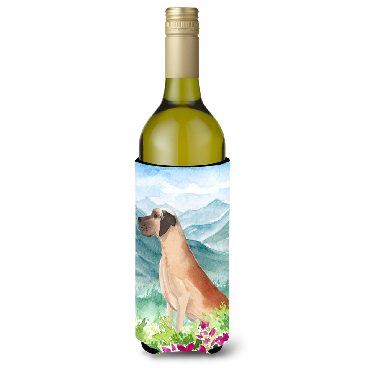 Mountian Flowers Great Dane Wine Bottle Beverage Insulator Hugger