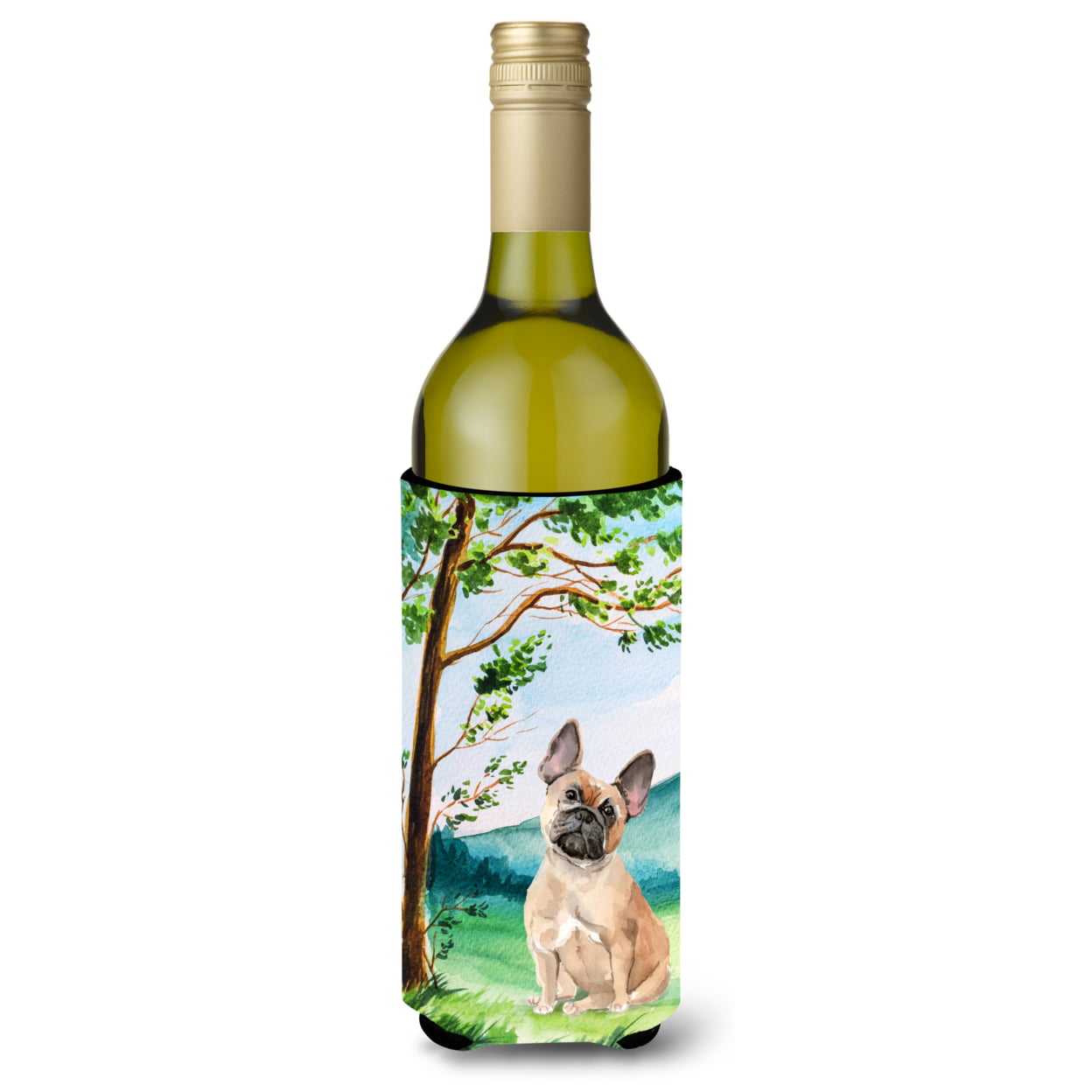 Picture of Carolines Treasures CK2013LITERK Under the Tree Fawn French Bulldog Wine Bottle Beverage Insulator Hugger