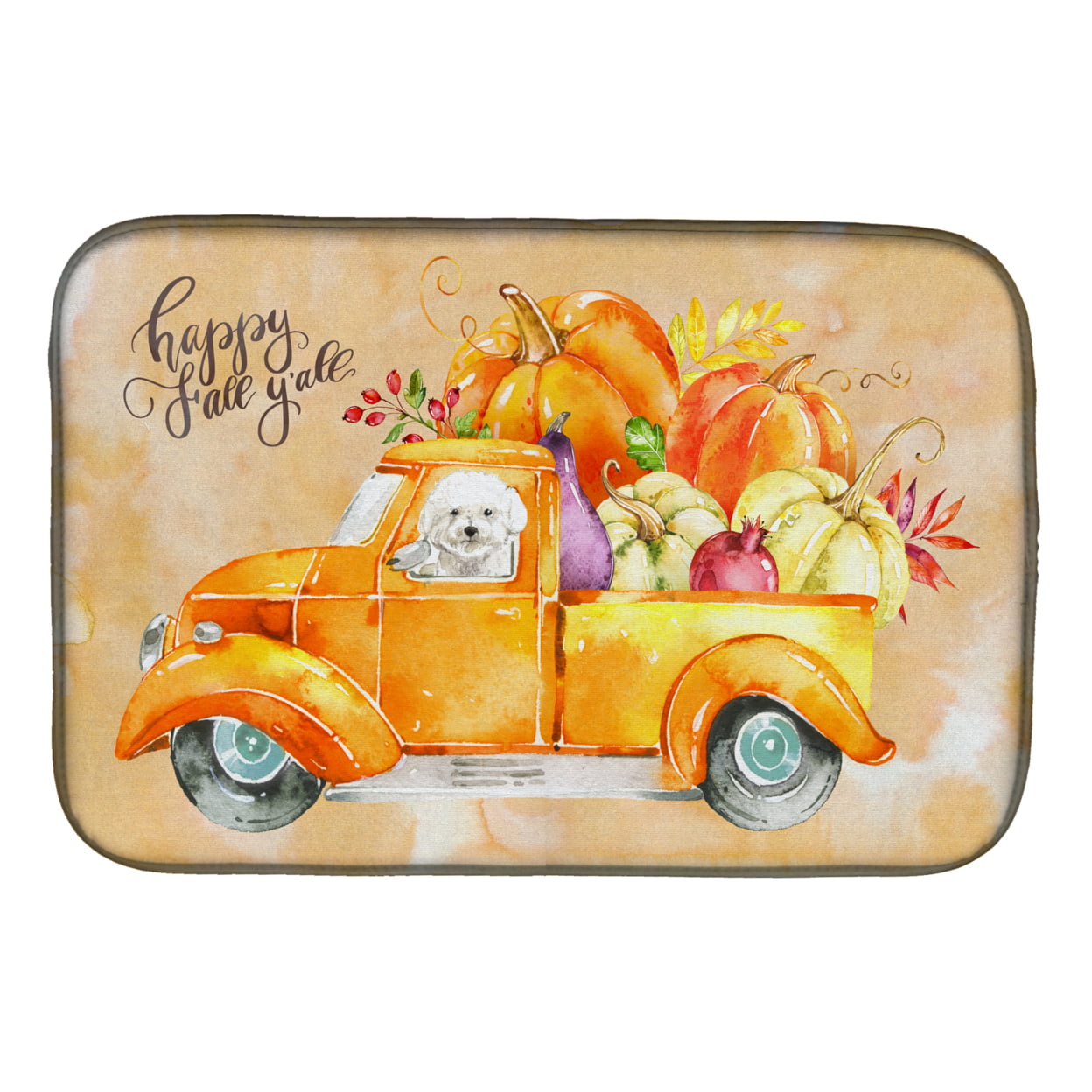 Picture of Carolines Treasures CK2608DDM Fall Harvest Bichon Fris Dish Drying Mat