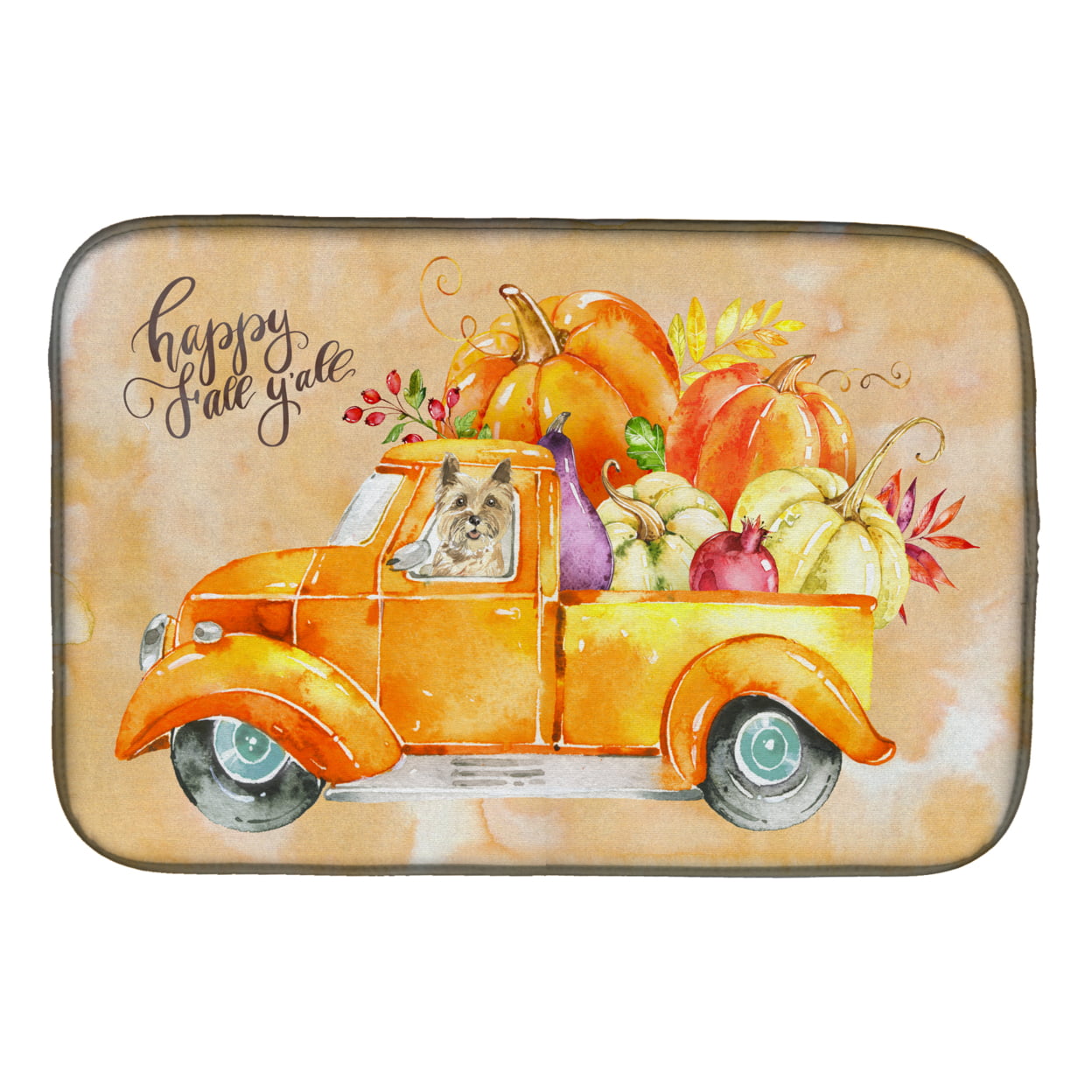 Picture of Carolines Treasures CK2613DDM Fall Harvest Cairn Terrier Dish Drying Mat