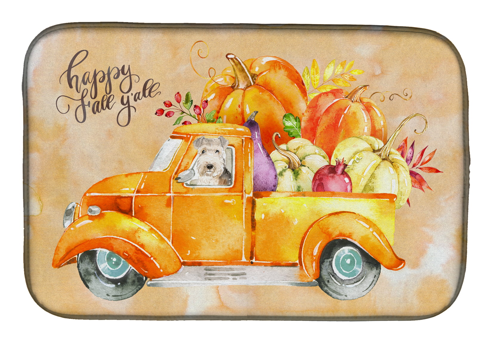 Fall Harvest Lakeland Terrier Dish Drying Mat