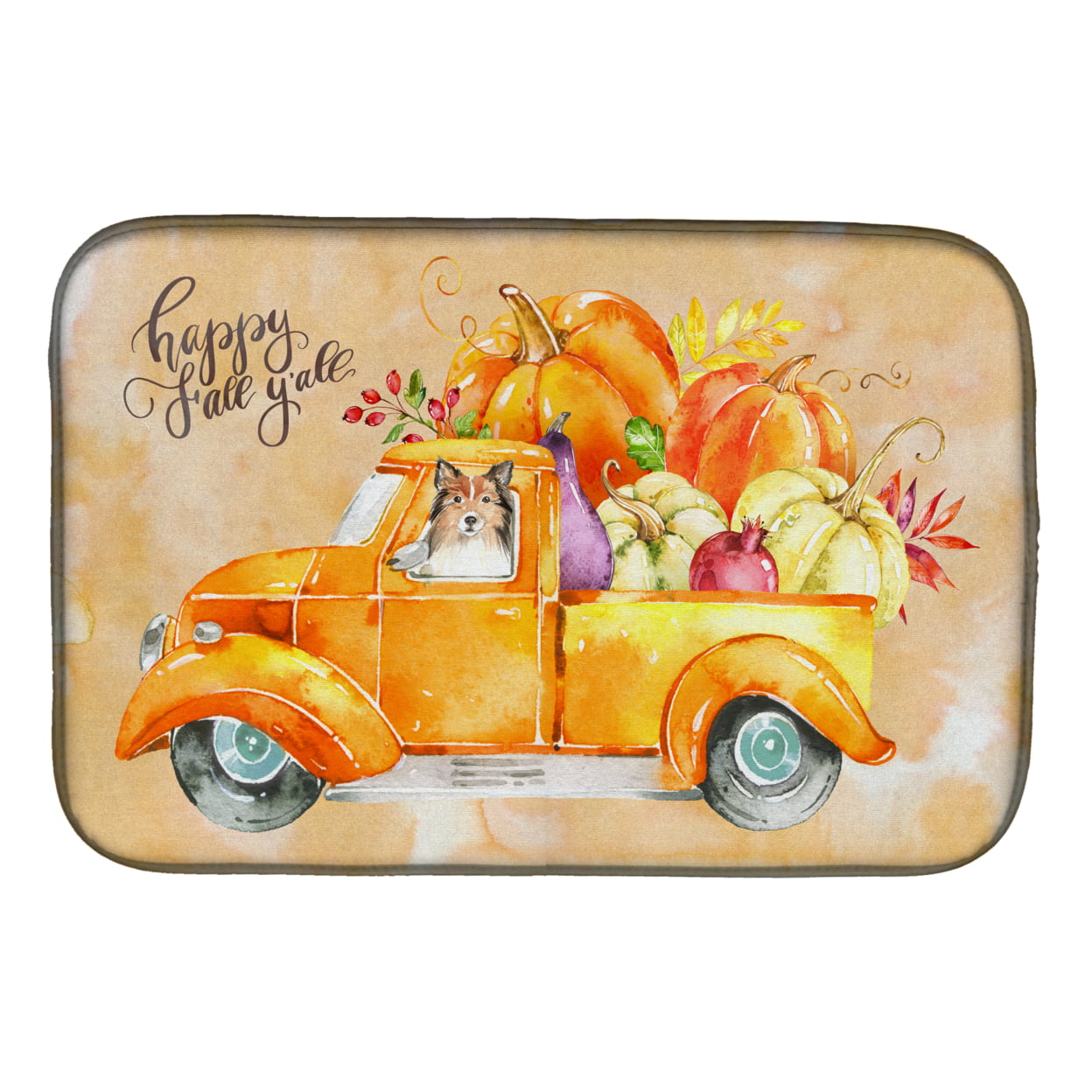 CK2633DDM Fall Harvest Sheltie Dish Drying Mat