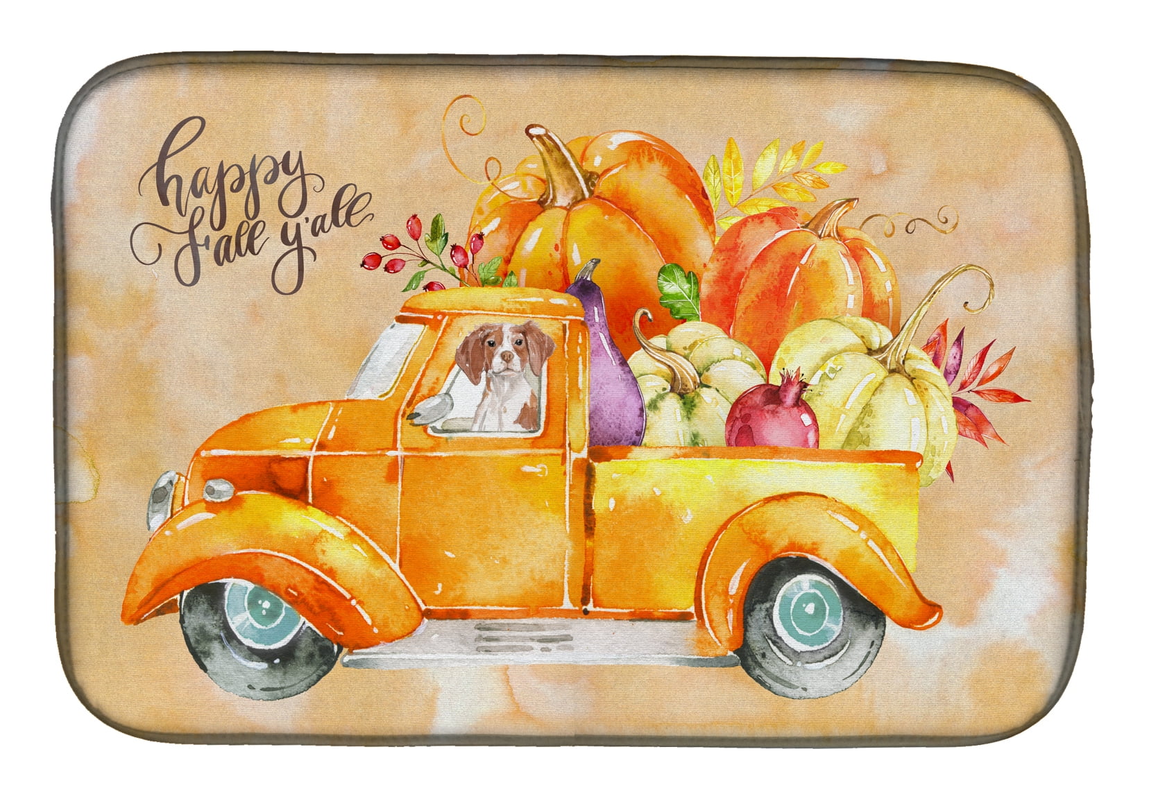 CK2648DDM Fall Harvest Brittany Spaniel Dish Drying Mat