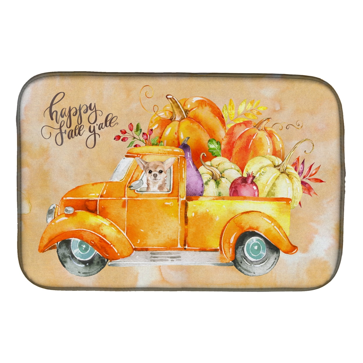 Picture of Carolines Treasures CK2661DDM Fall Harvest Chihuahua Dish Drying Mat