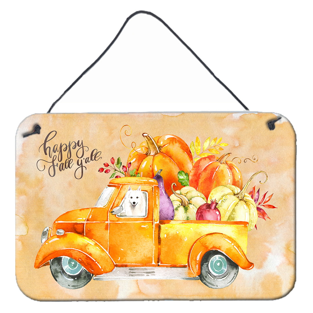 Fall Harvest Japanese Spitz Wall or Door Hanging Prints