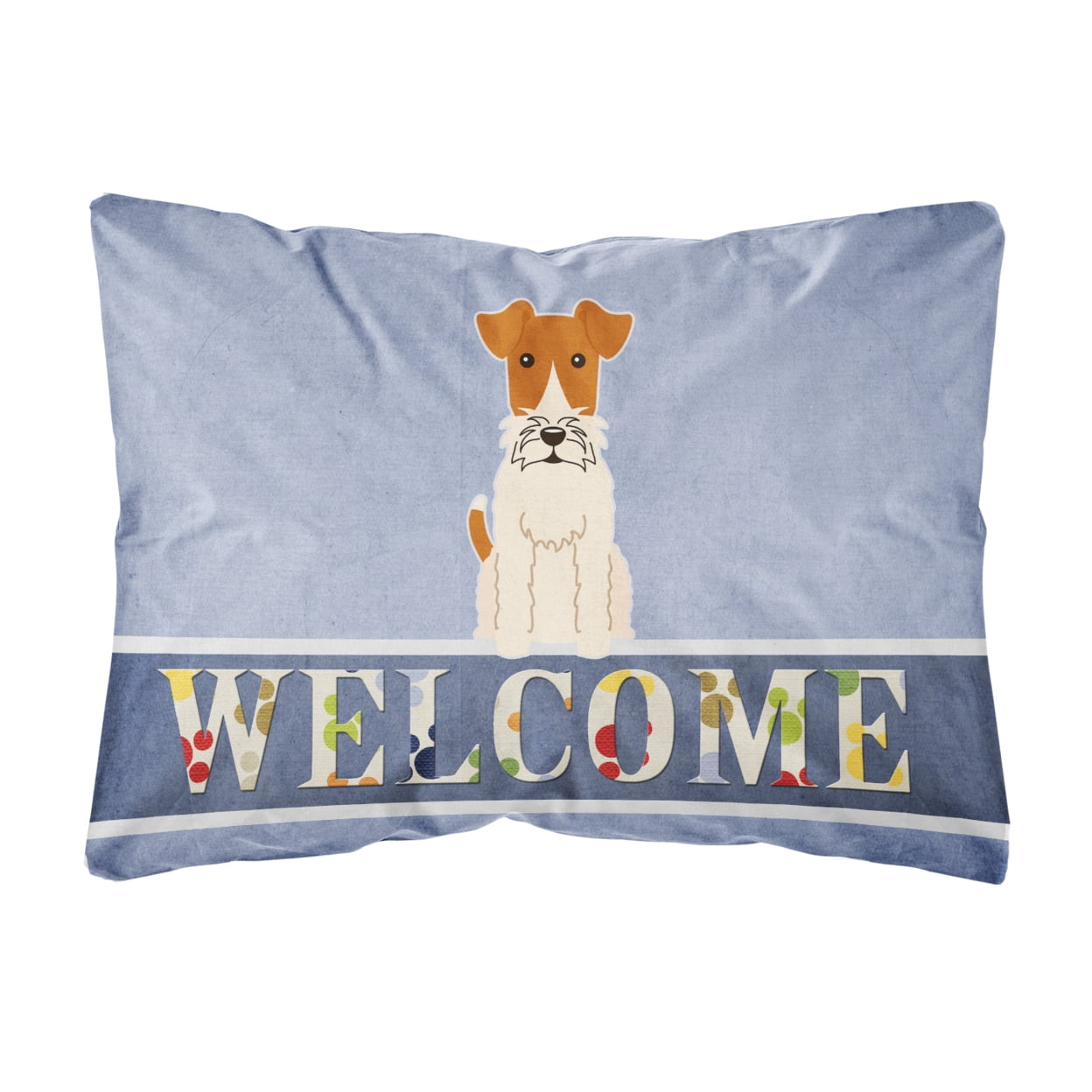 Wire Fox Terrier Welcome Canvas Fabric Decorative Pillow