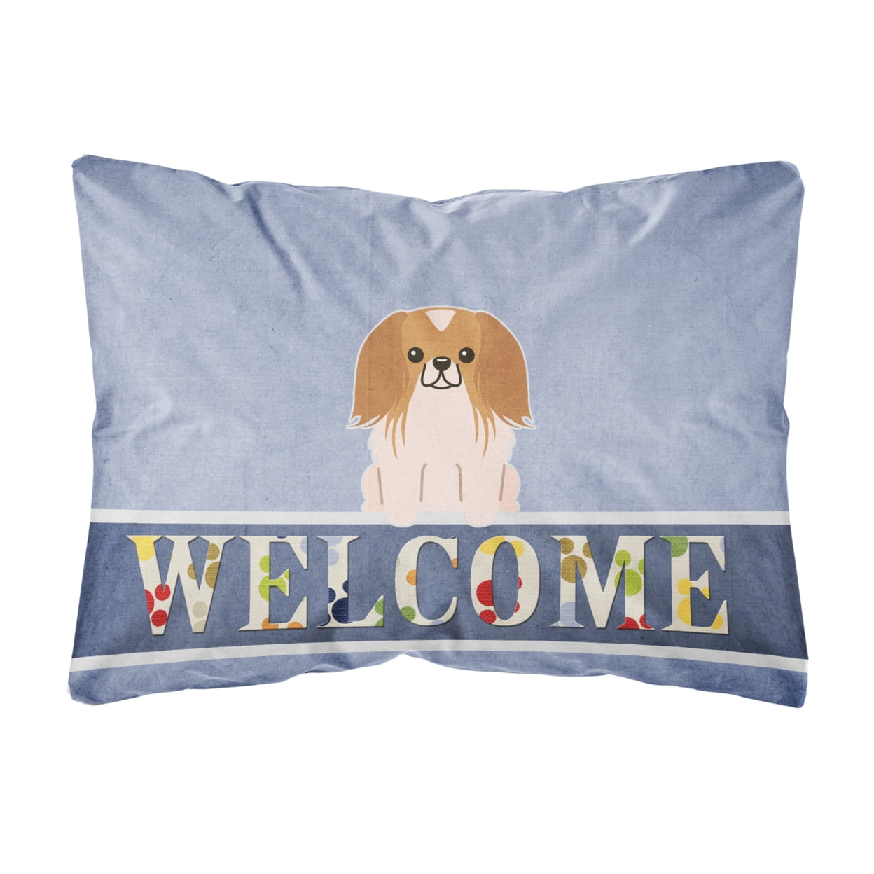 Pekingnese Red White Welcome Canvas Fabric Decorative Pillow