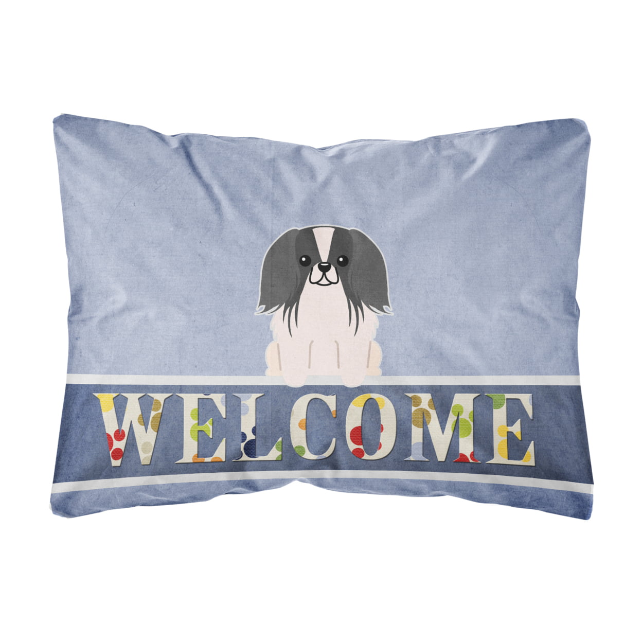 Pekingnese Black & White Welcome Canvas Fabric Decorative Pillow