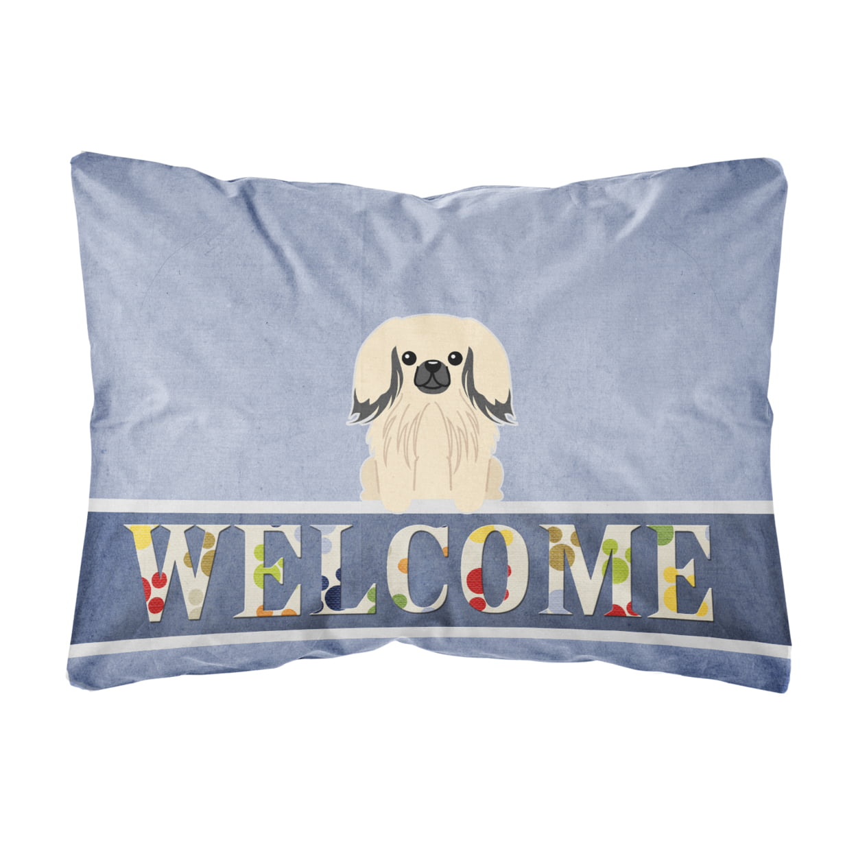 Pekingnese Cream Welcome Canvas Fabric Decorative Pillow