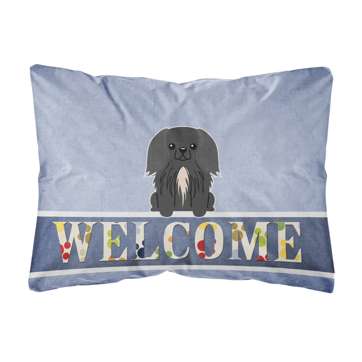 Pekingnese Black Welcome Canvas Fabric Decorative Pillow