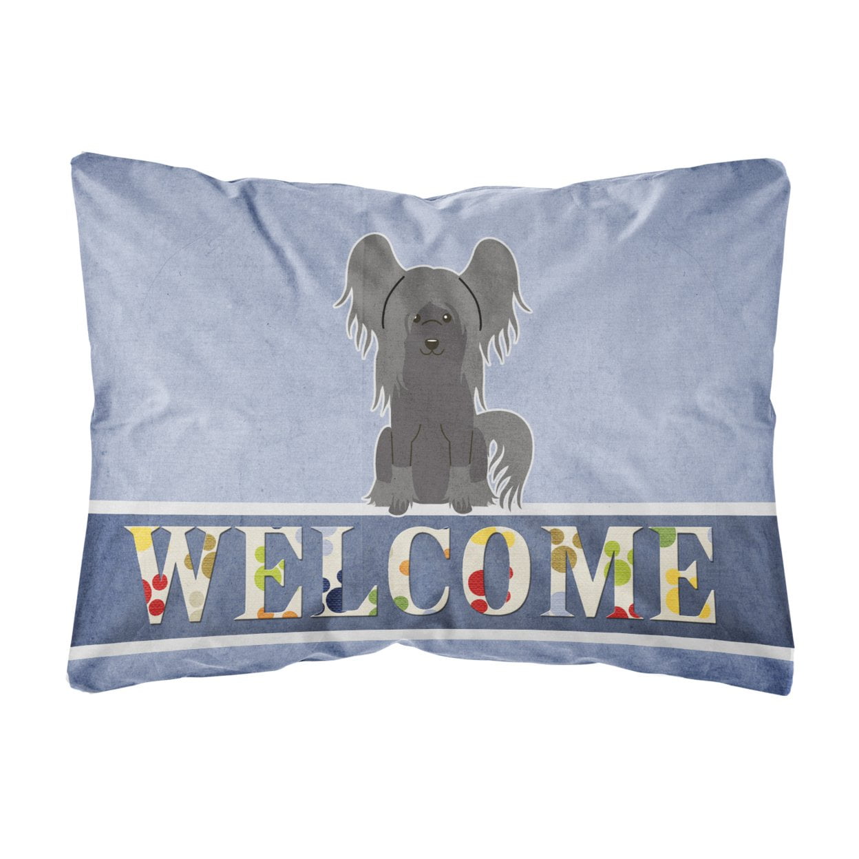 Chinese Crested Black Welcome Canvas Fabric Decorative Pillow