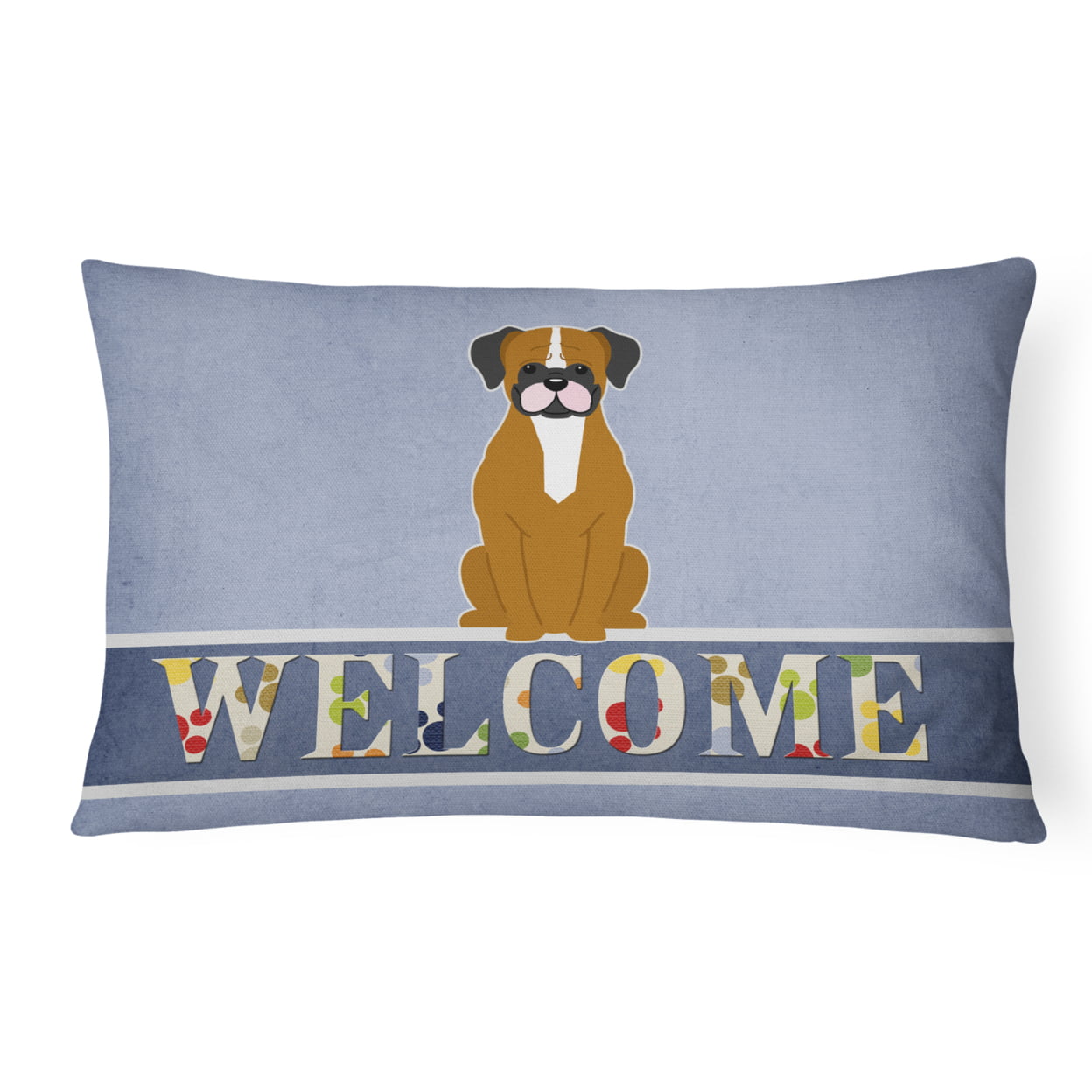 Flashy Fawn Boxer Welcome Canvas Fabric Decorative Pillow