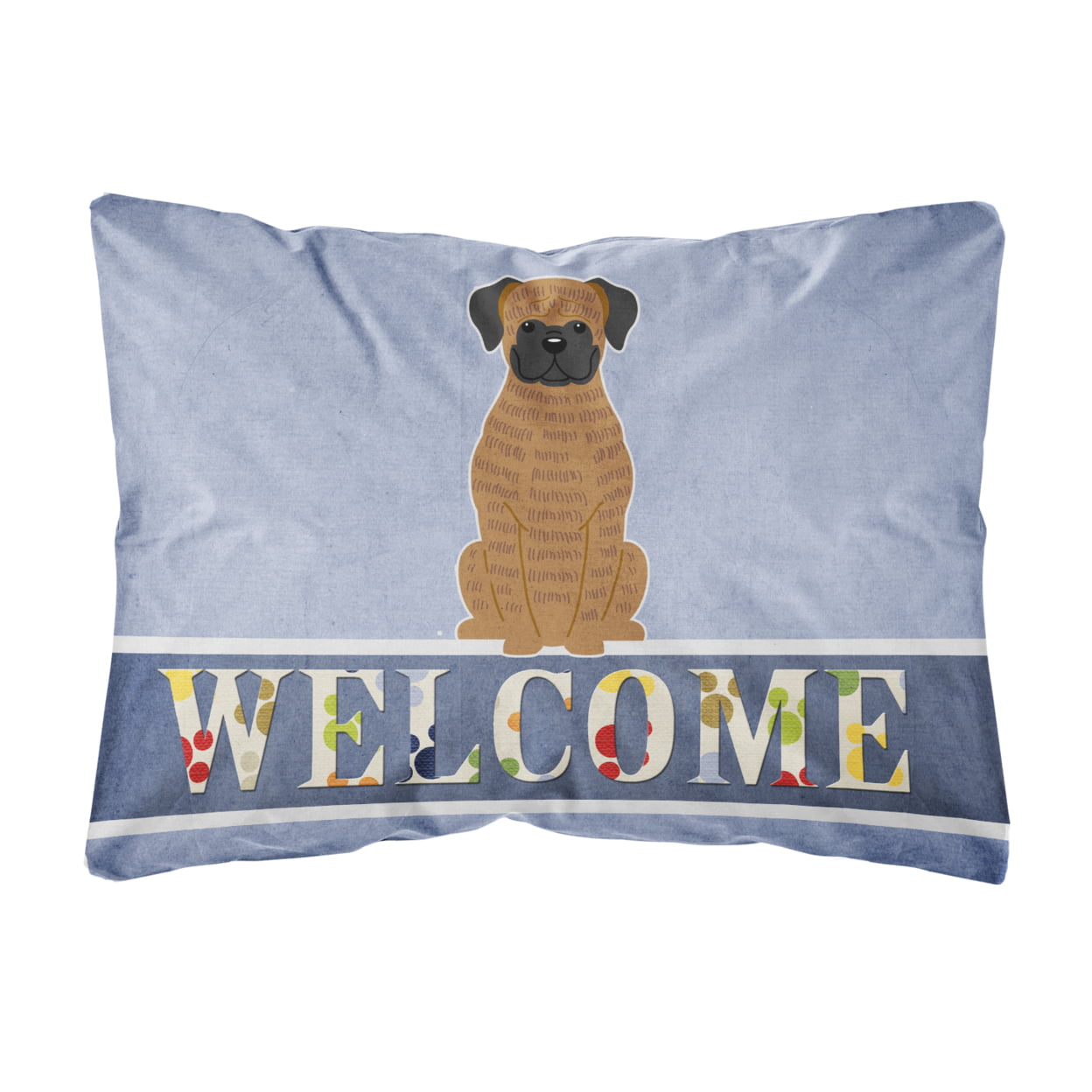 Brindle Boxer Welcome Canvas Fabric Decorative Pillow