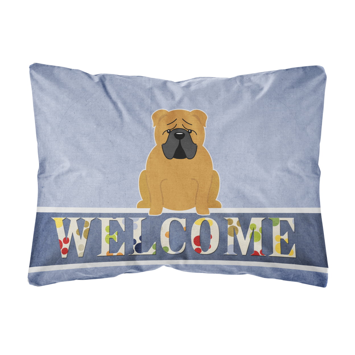 English Bulldog Red Welcome Canvas Fabric Decorative Pillow