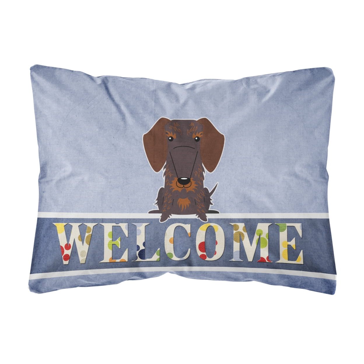 Wire Haired Dachshund Chocolate Welcome Canvas Fabric Decorative Pillow