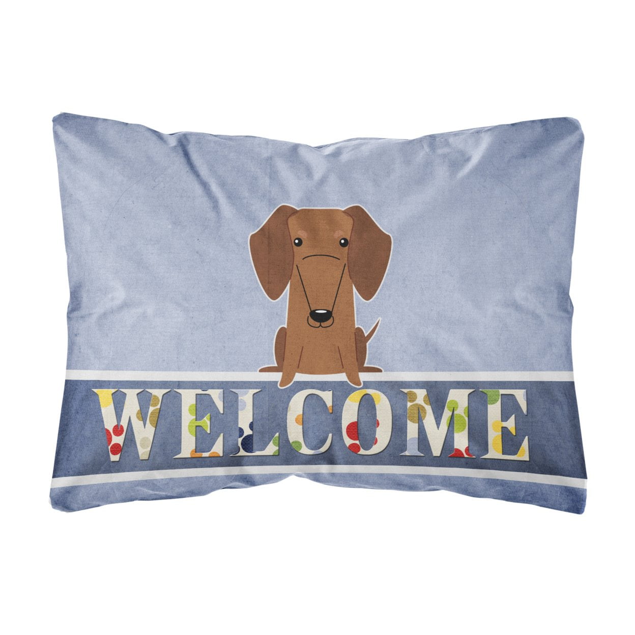 Dachshund Red Brown Welcome Canvas Fabric Decorative Pillow