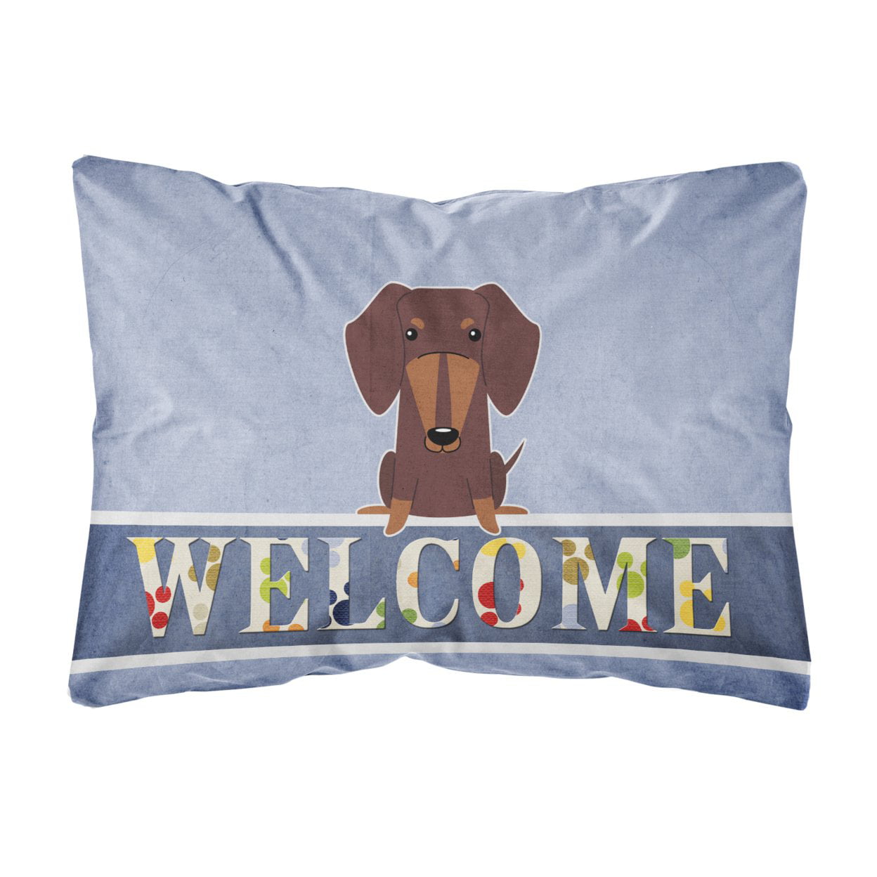 Dachshund Chocolate Welcome Canvas Fabric Decorative Pillow
