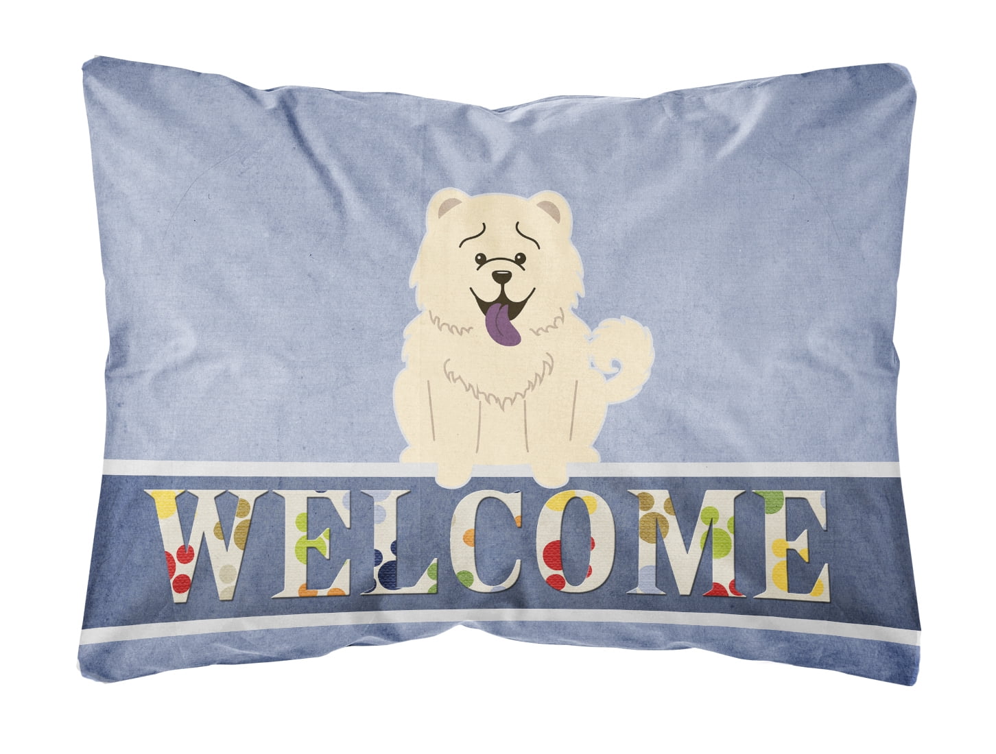 Chow Chow White Welcome Canvas Fabric Decorative Pillow