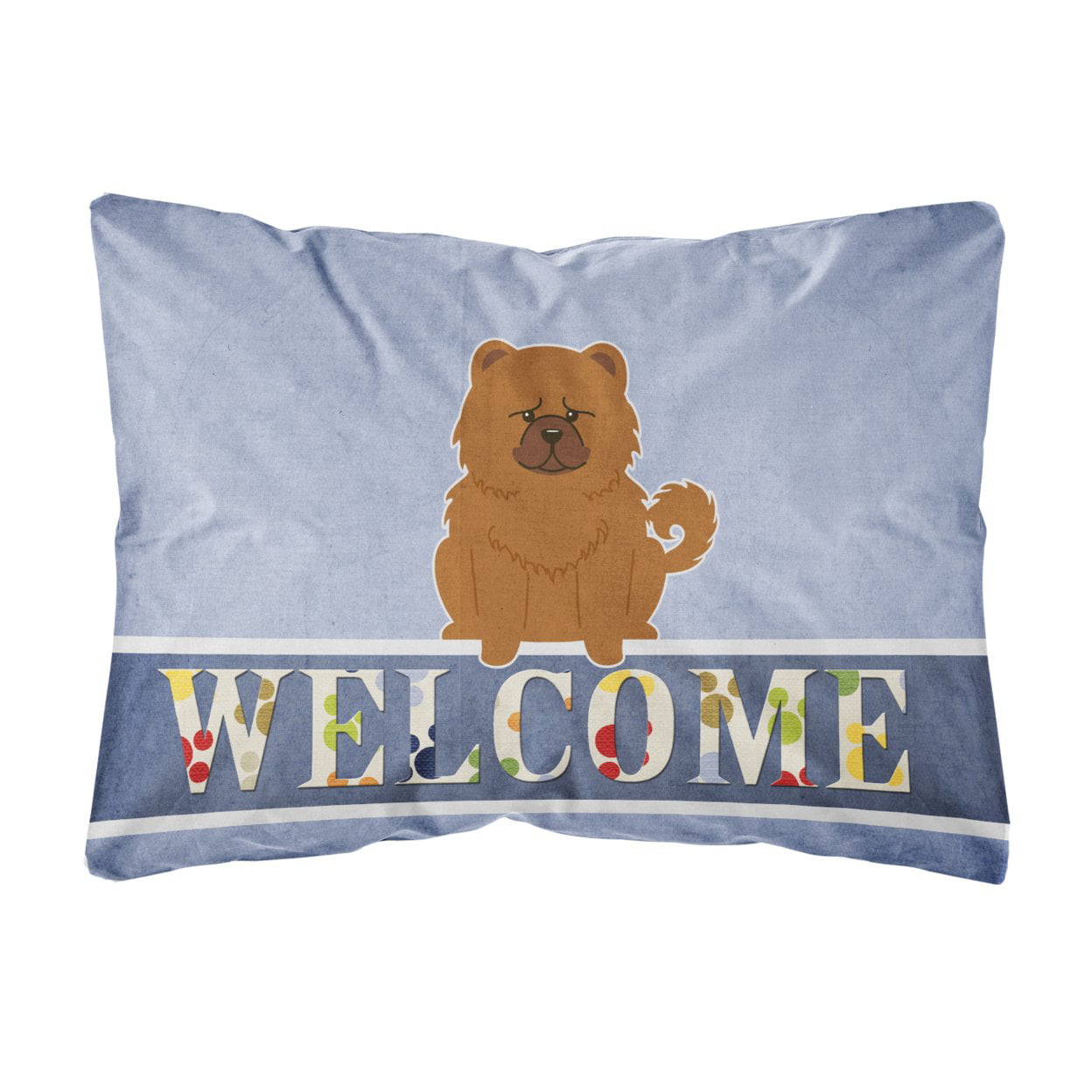 Chow Chow Red Welcome Canvas Fabric Decorative Pillow